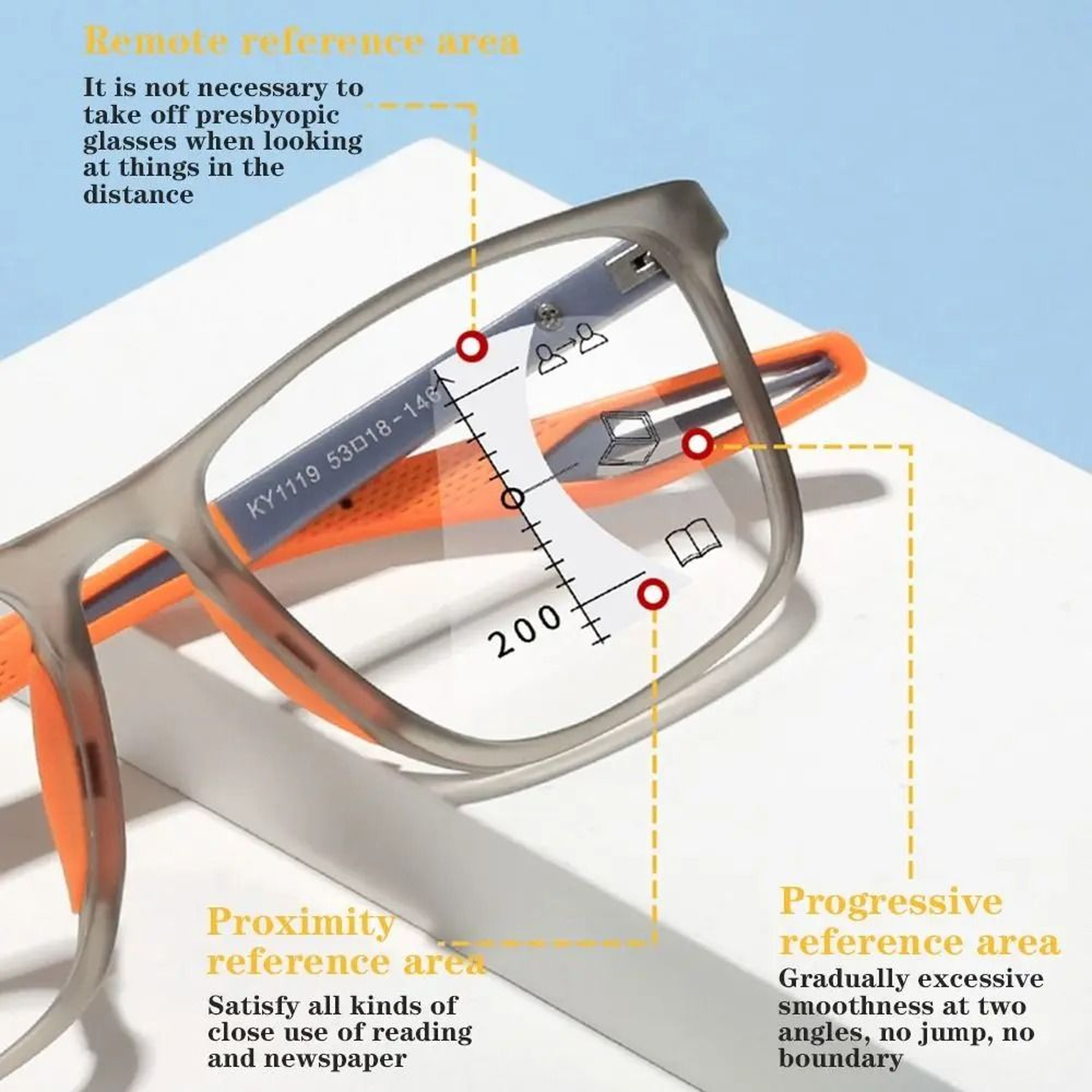 TR90 Multifocal Reading Glasses  Progressive AntiBlue Light Eyewear  HighYield Optical Interaction  5