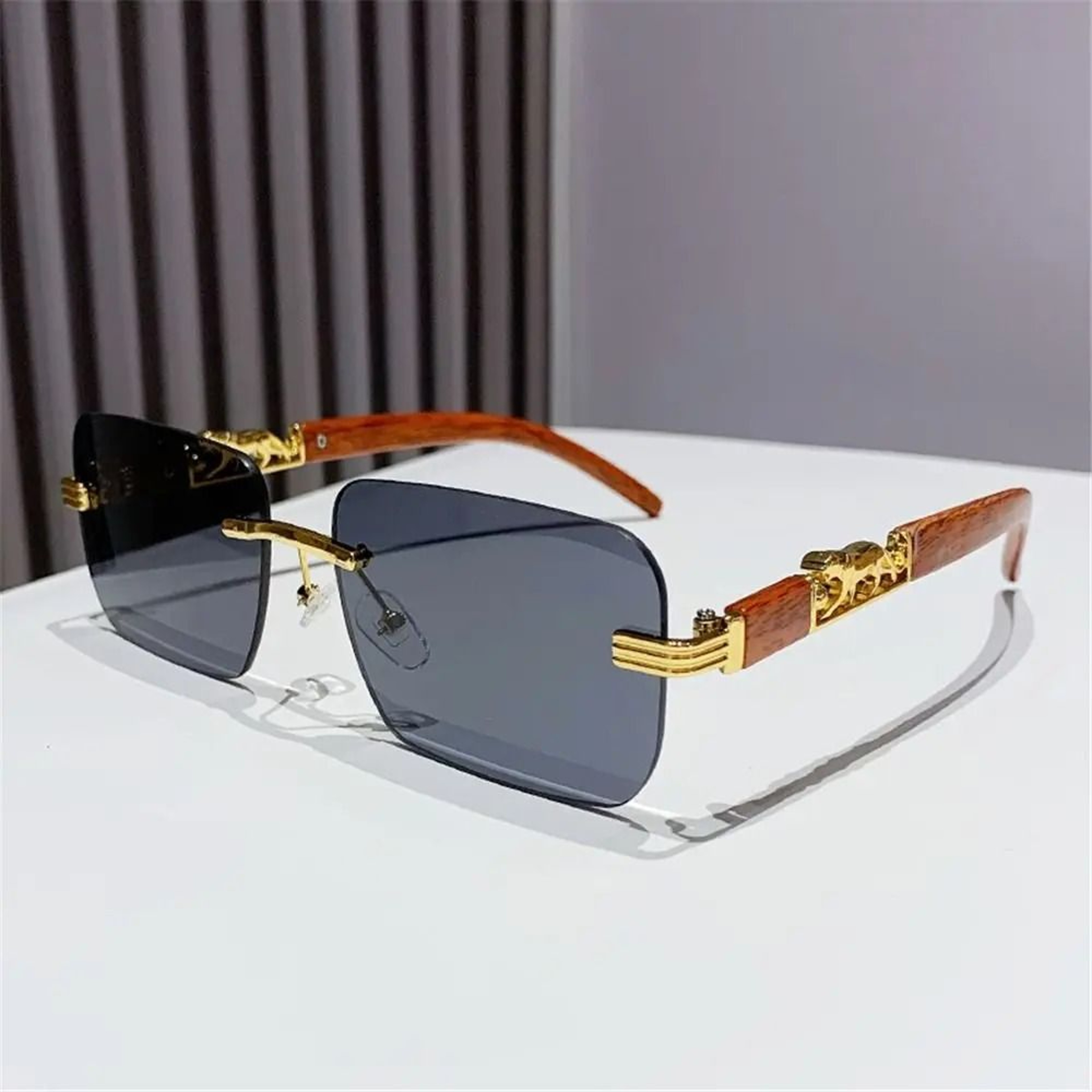 Rimless CutEdge Sunglasses  Metal Temple Retro Shades  HighYield Optical Interaction Hub 7