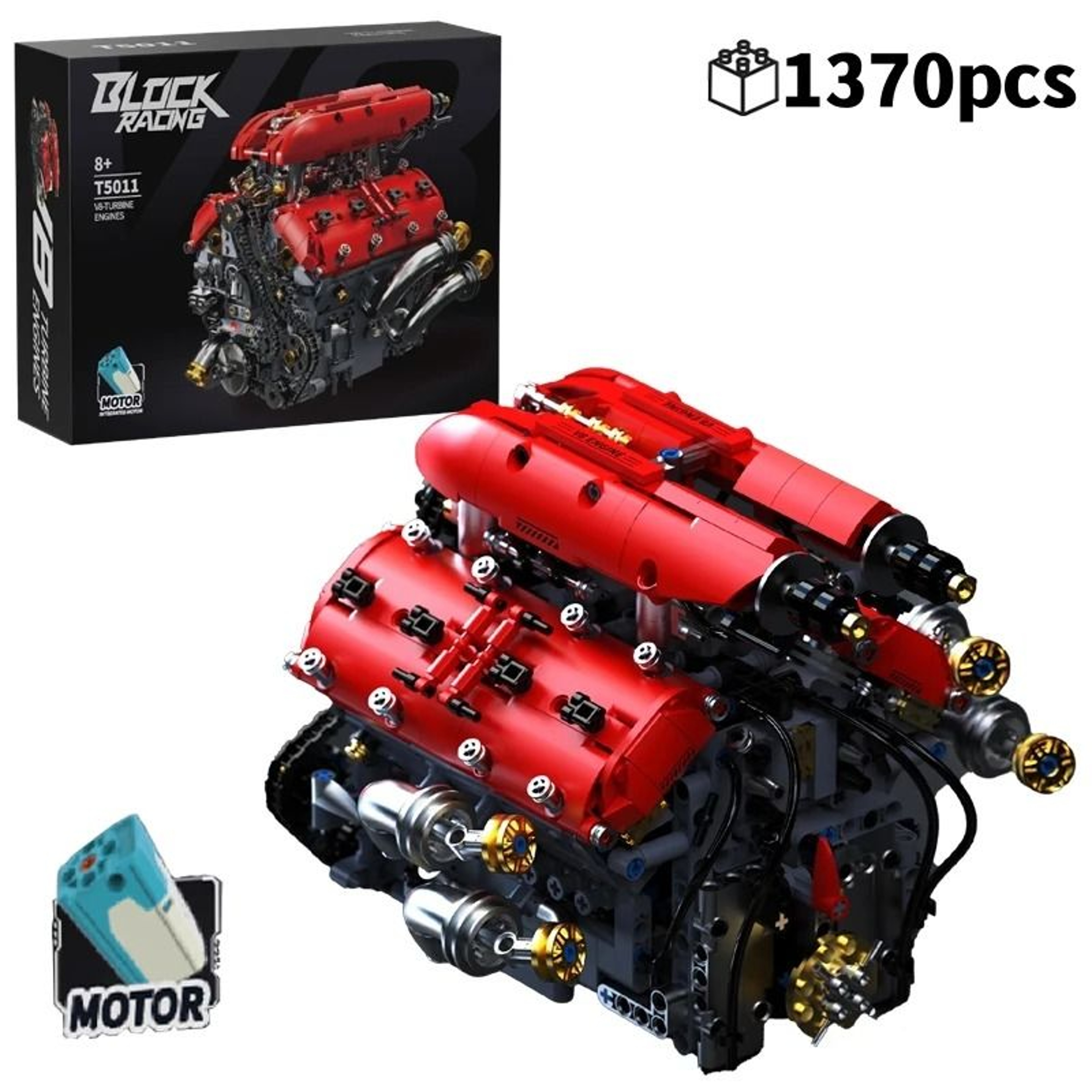 Technical V8 Engine Model  Electric Motor MOC Building Set  HighYield Mechanical Interaction Hub 7