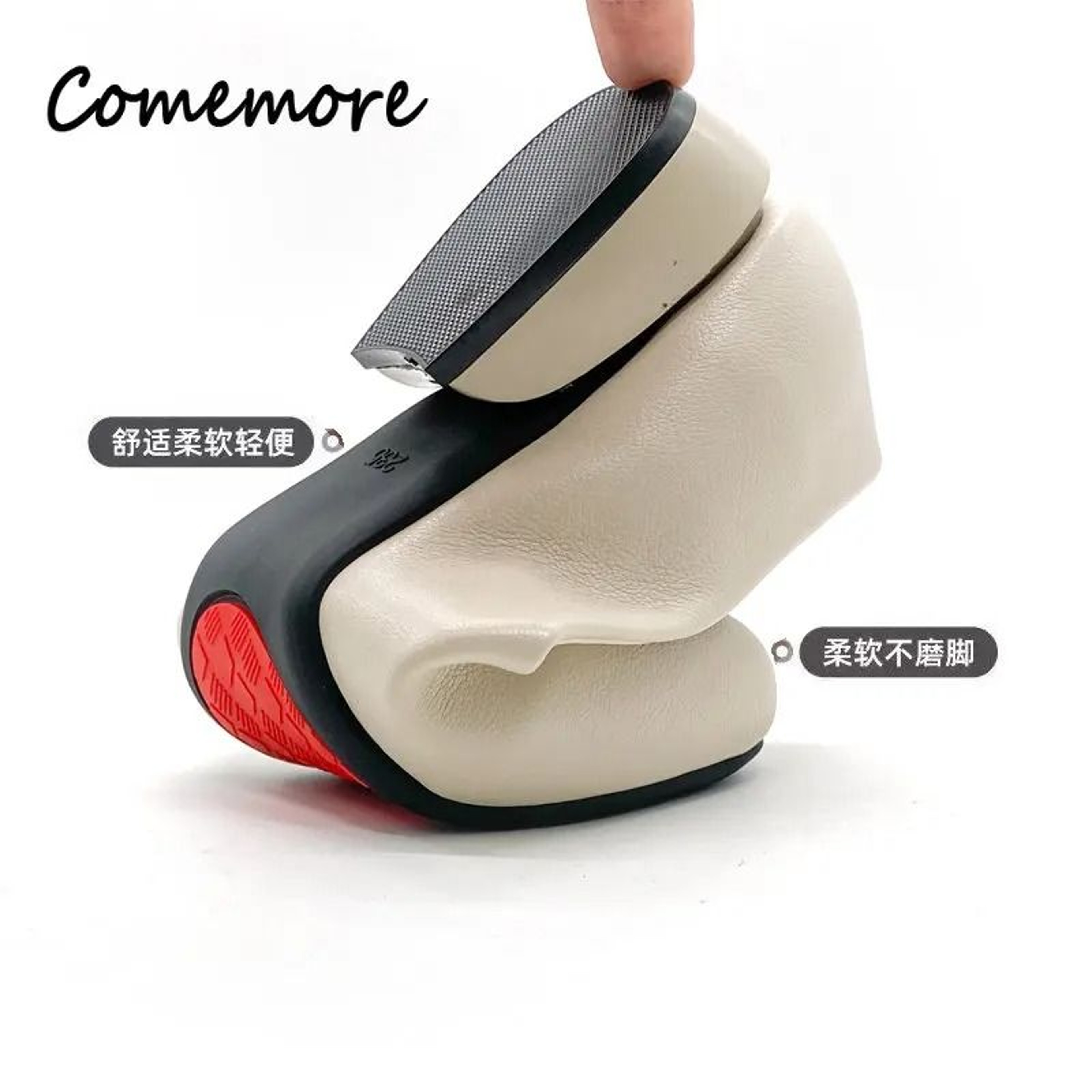 Comemore Fashion Red Pumps  Square Heel PU Leather Series  HighYield Comfort Interaction Hub 6