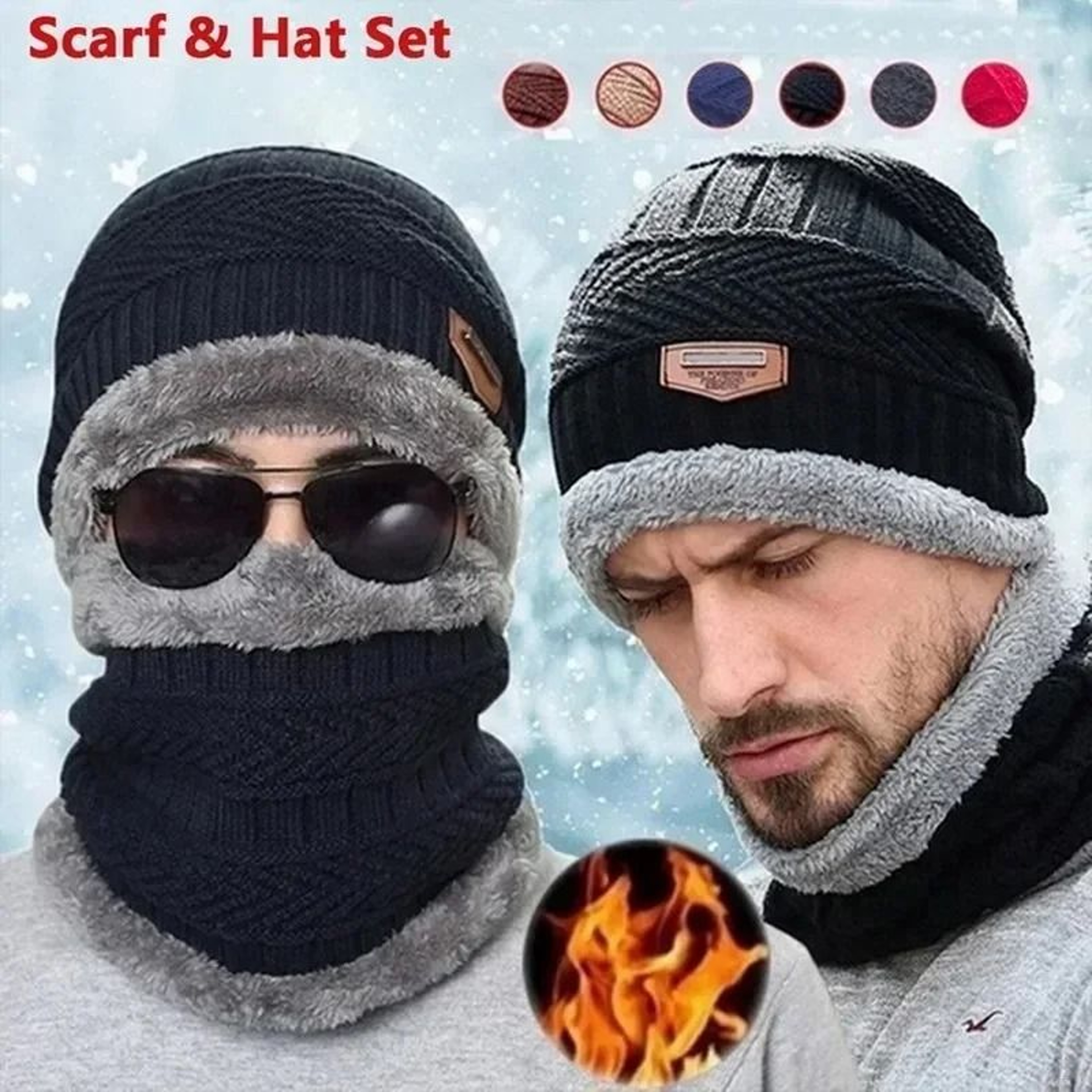 2in1 Thermal Fleece Beanie  Neck Gaiter Set 0