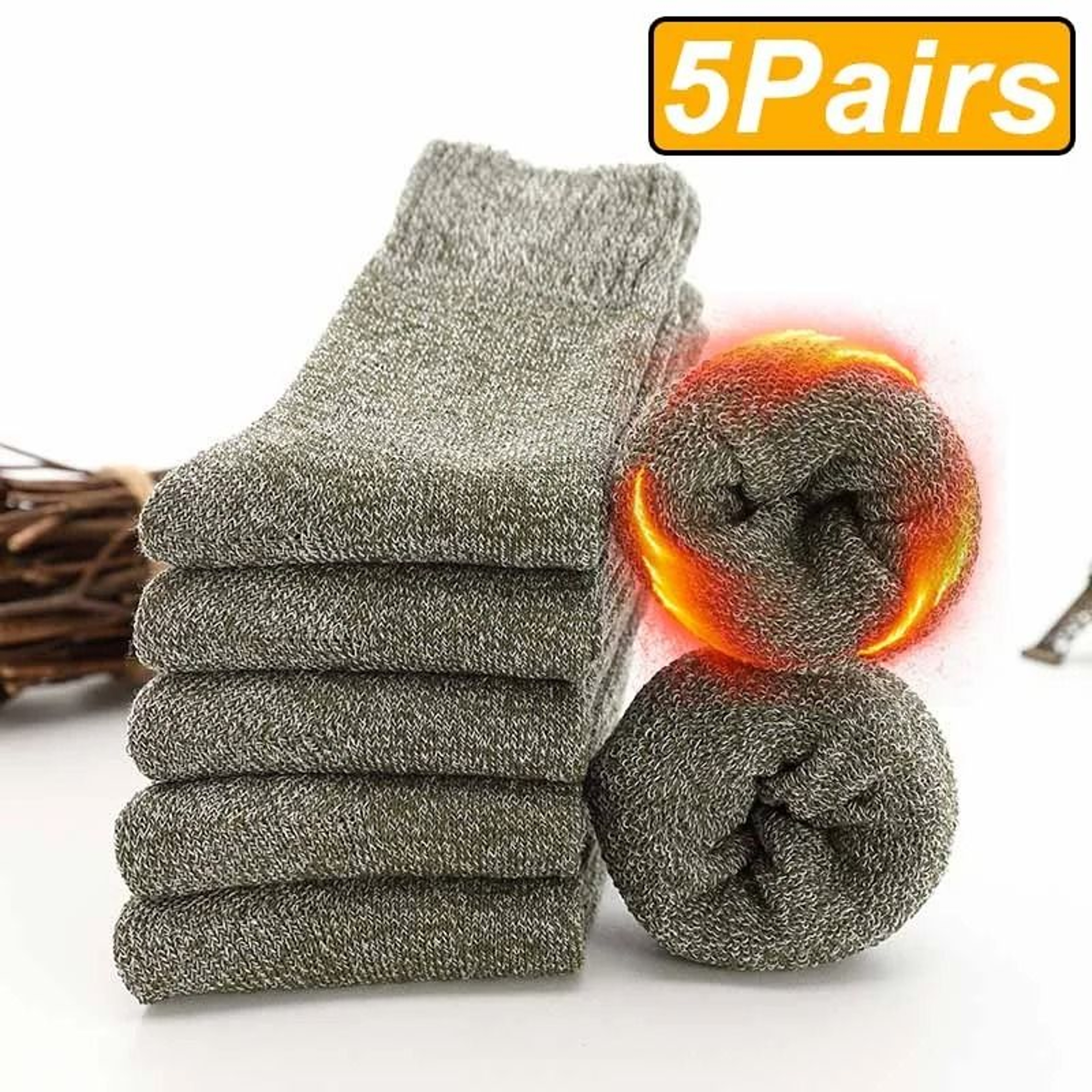 HeavyDuty Thermal Terry Winter Socks 5Pair Set 7