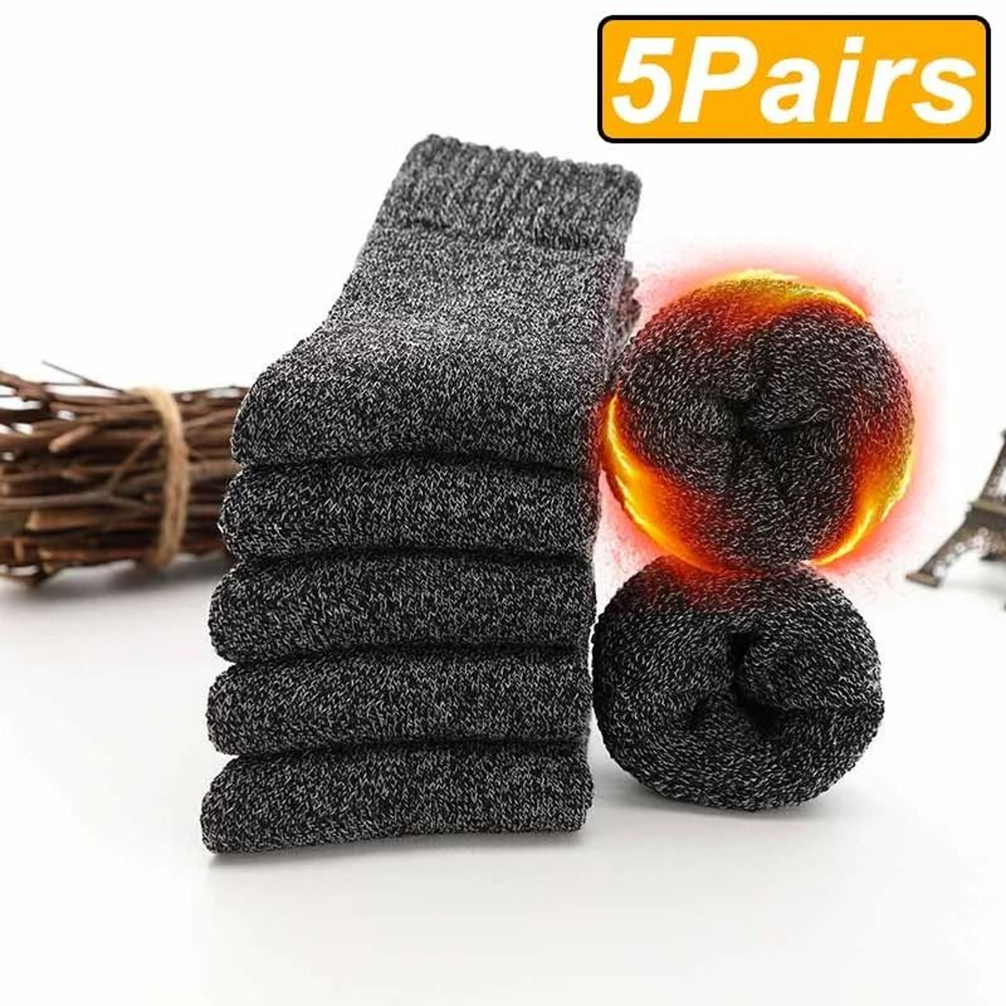 HeavyDuty Thermal Terry Winter Socks 5Pair Set 8