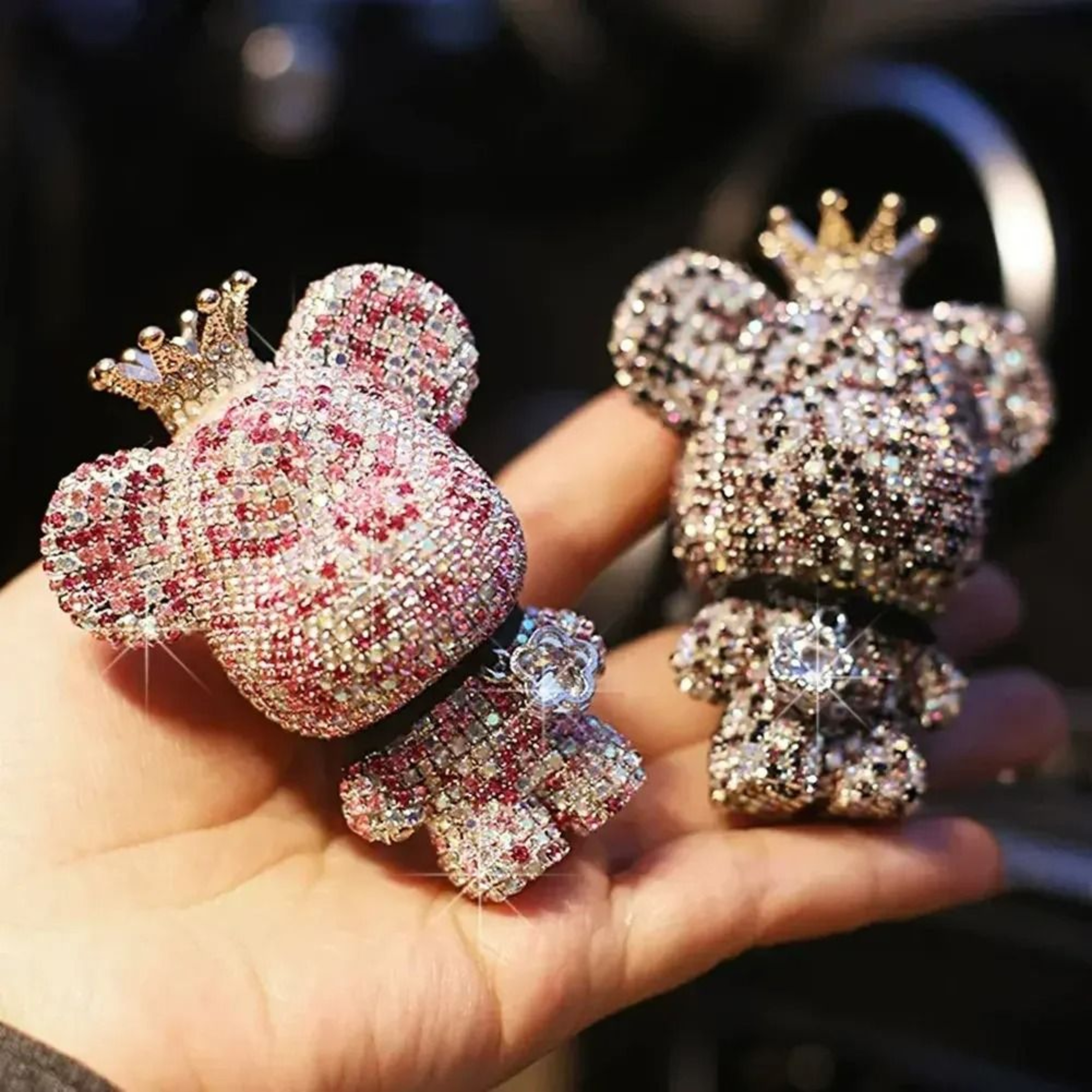 Crown Diamond Rhinestone Bear Car Air Freshener Clip 6