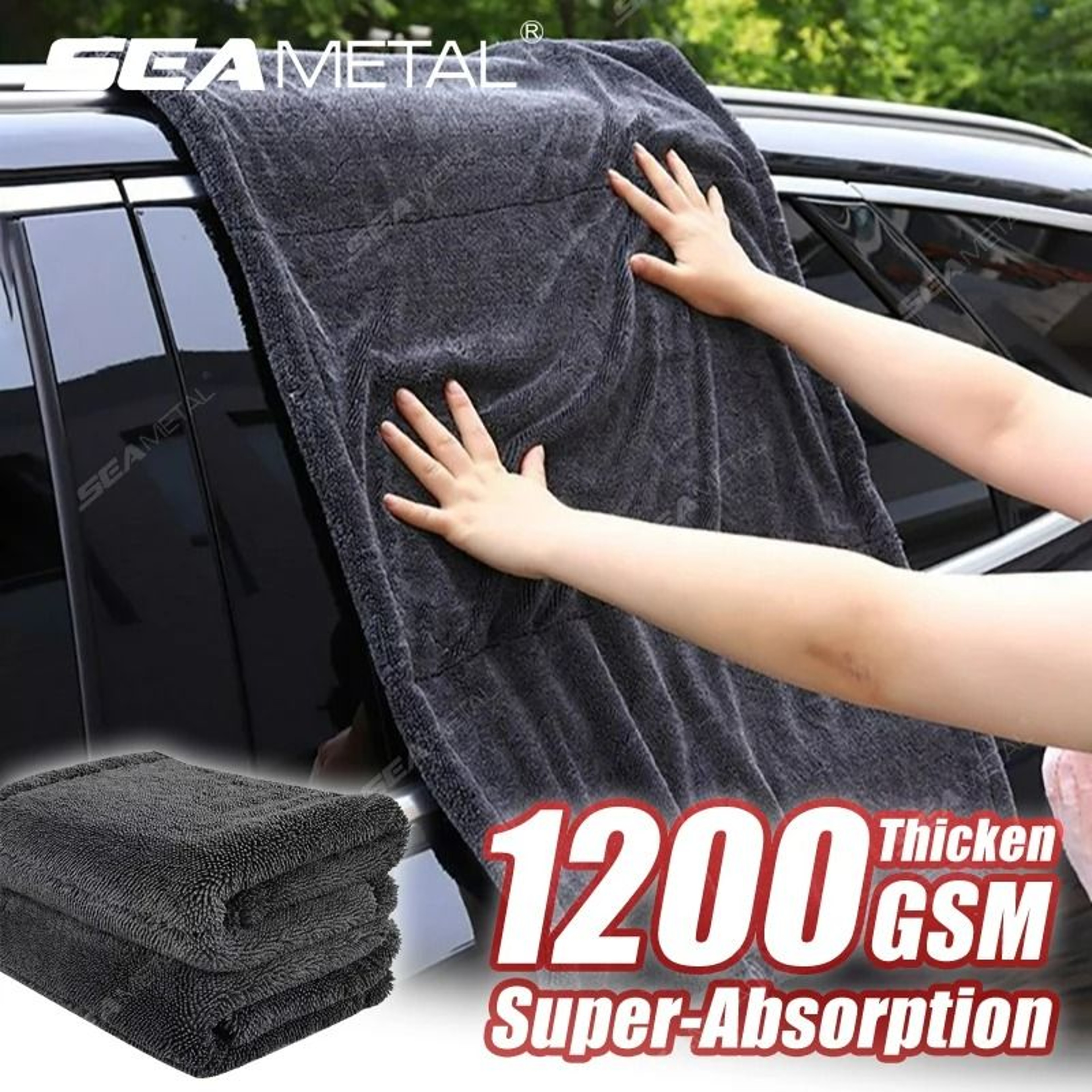 UltraAbsorbent 1200GSM HeavyDuty Microfiber Car Drying Towel 0