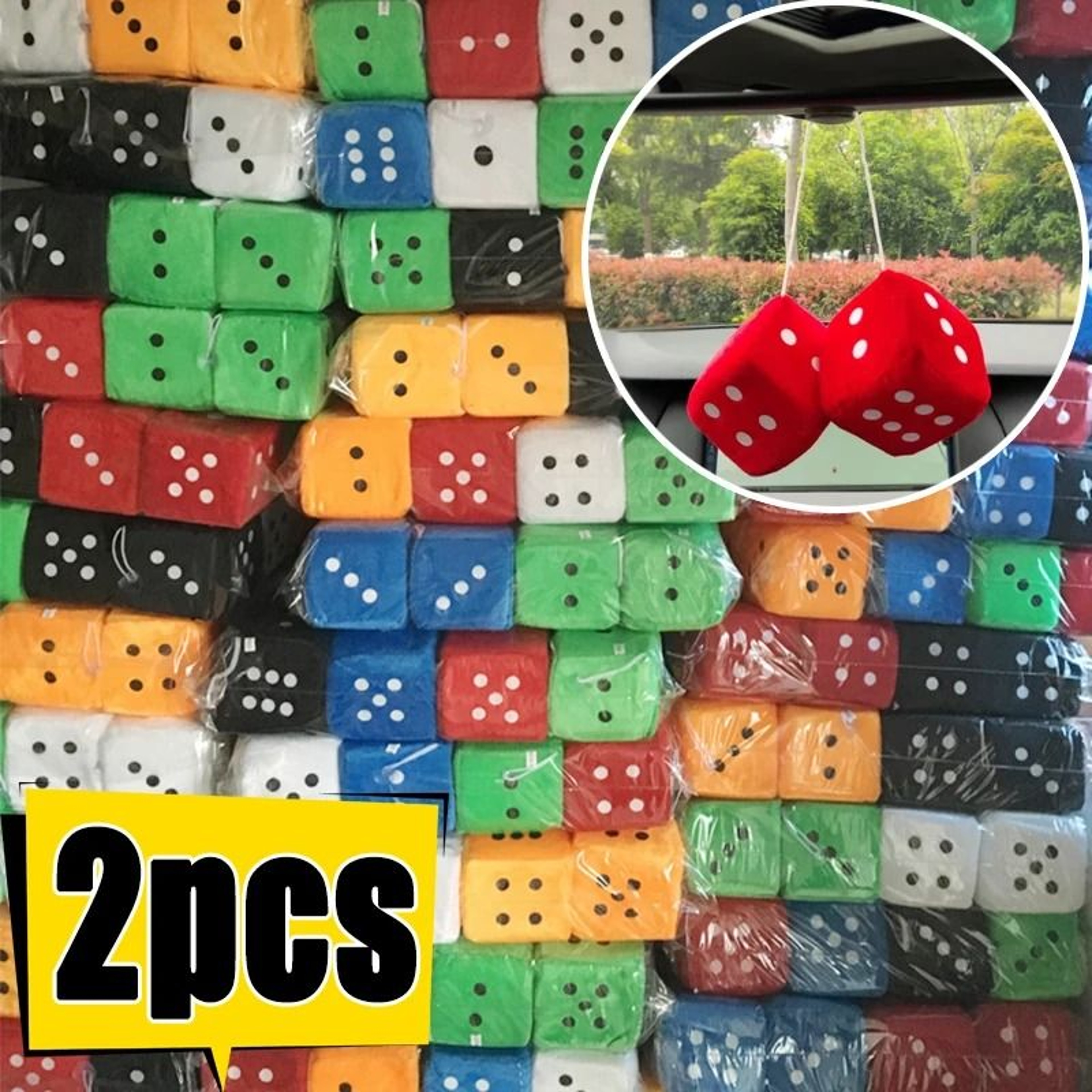 Classic Plush Velvet Hanging Car Dices 0