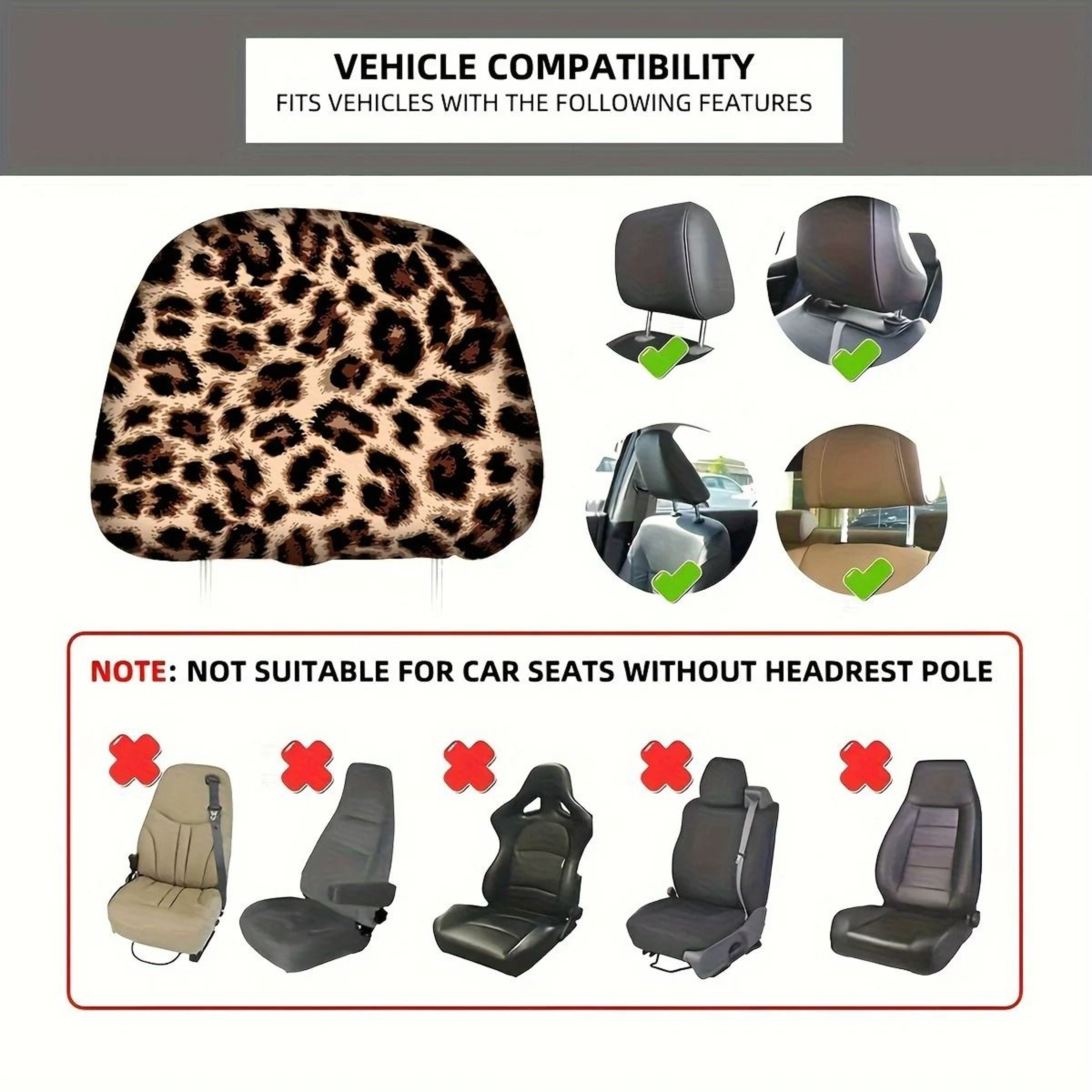 Vibrant Leopard Print Universal Headrest Covers 3