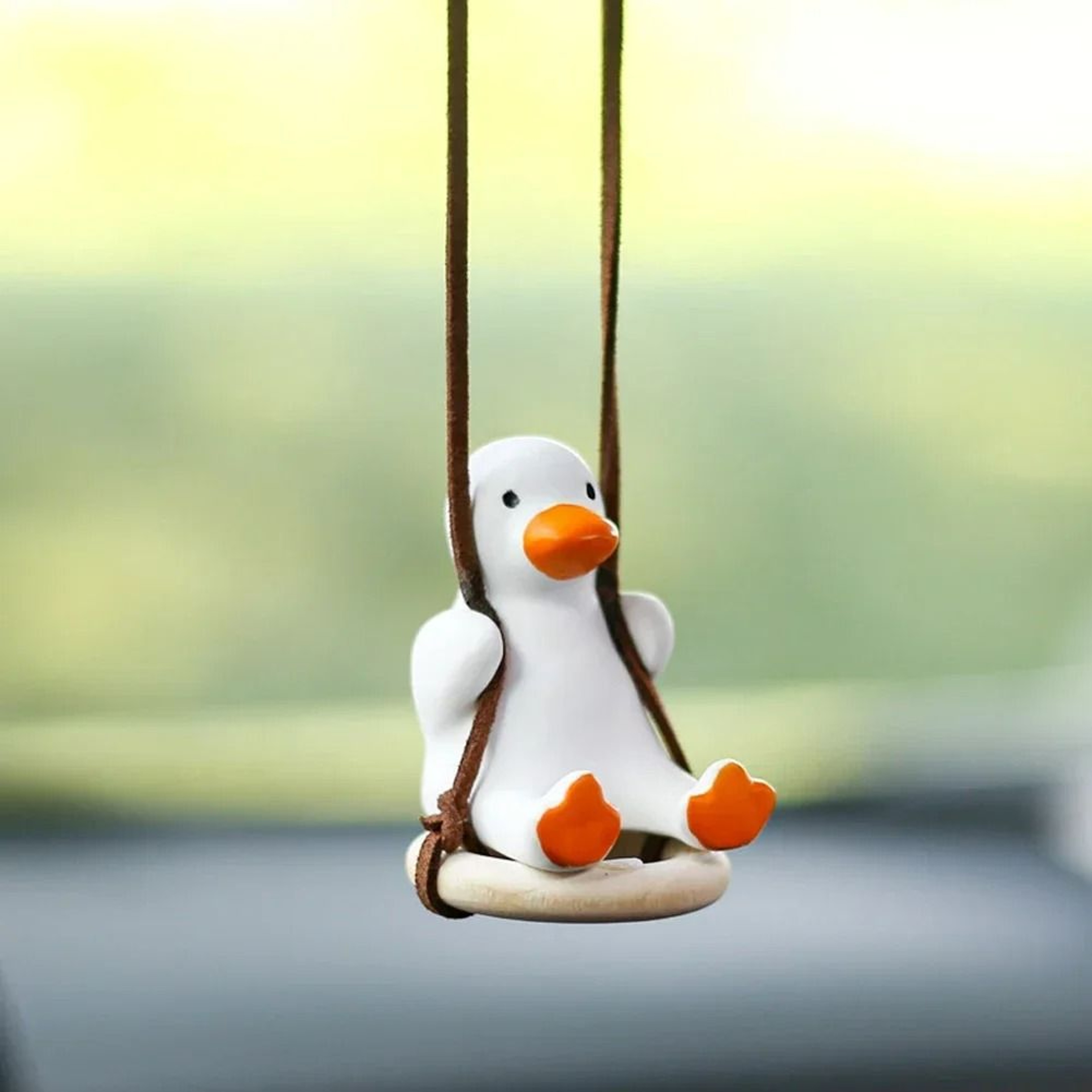 Cool White Swing Duck With Sunglasses Car Ornament 6
