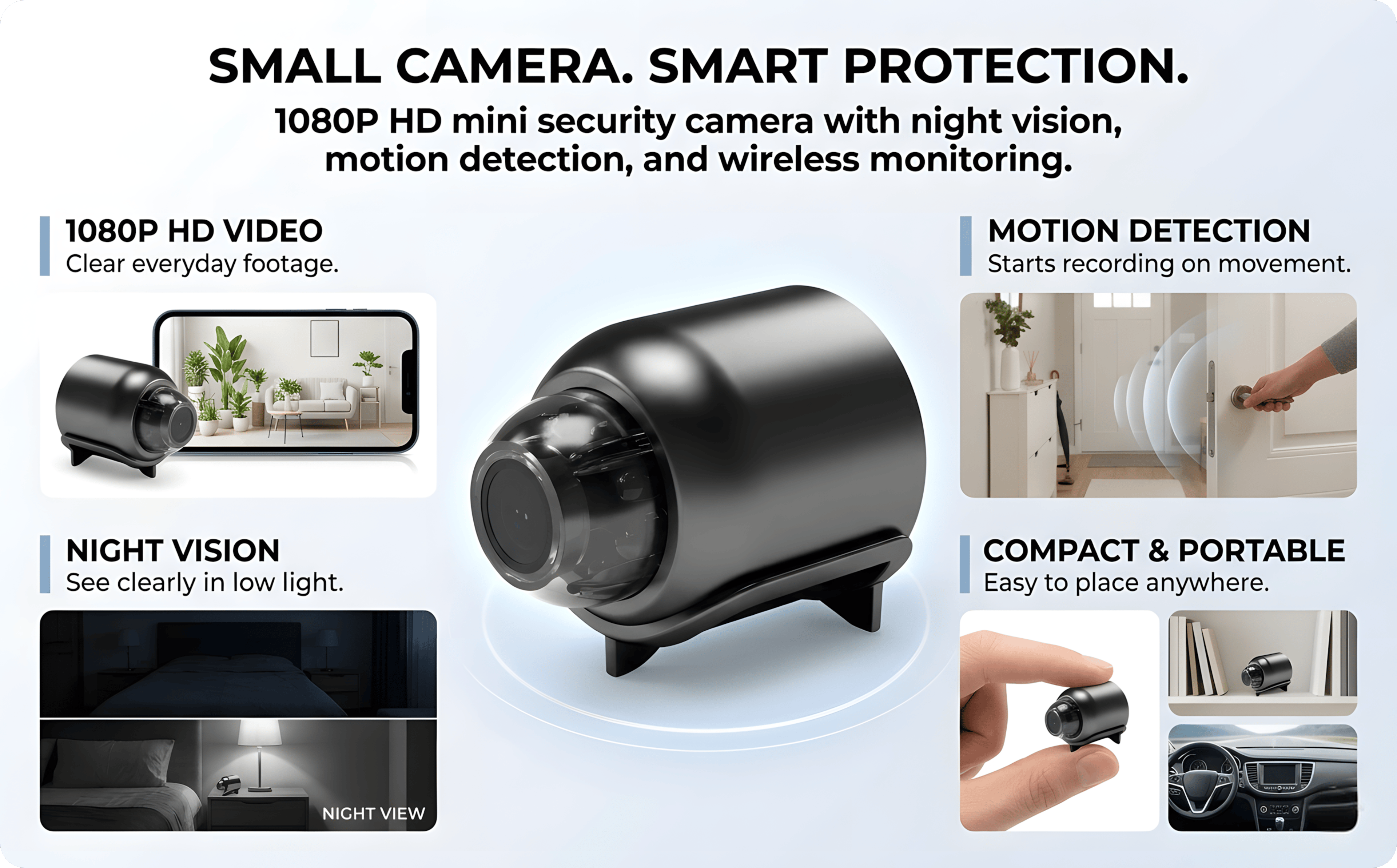 Professional Ultra-Compact 1080P HD Security Camera and Wireless Motion Detection Monitor – view 9