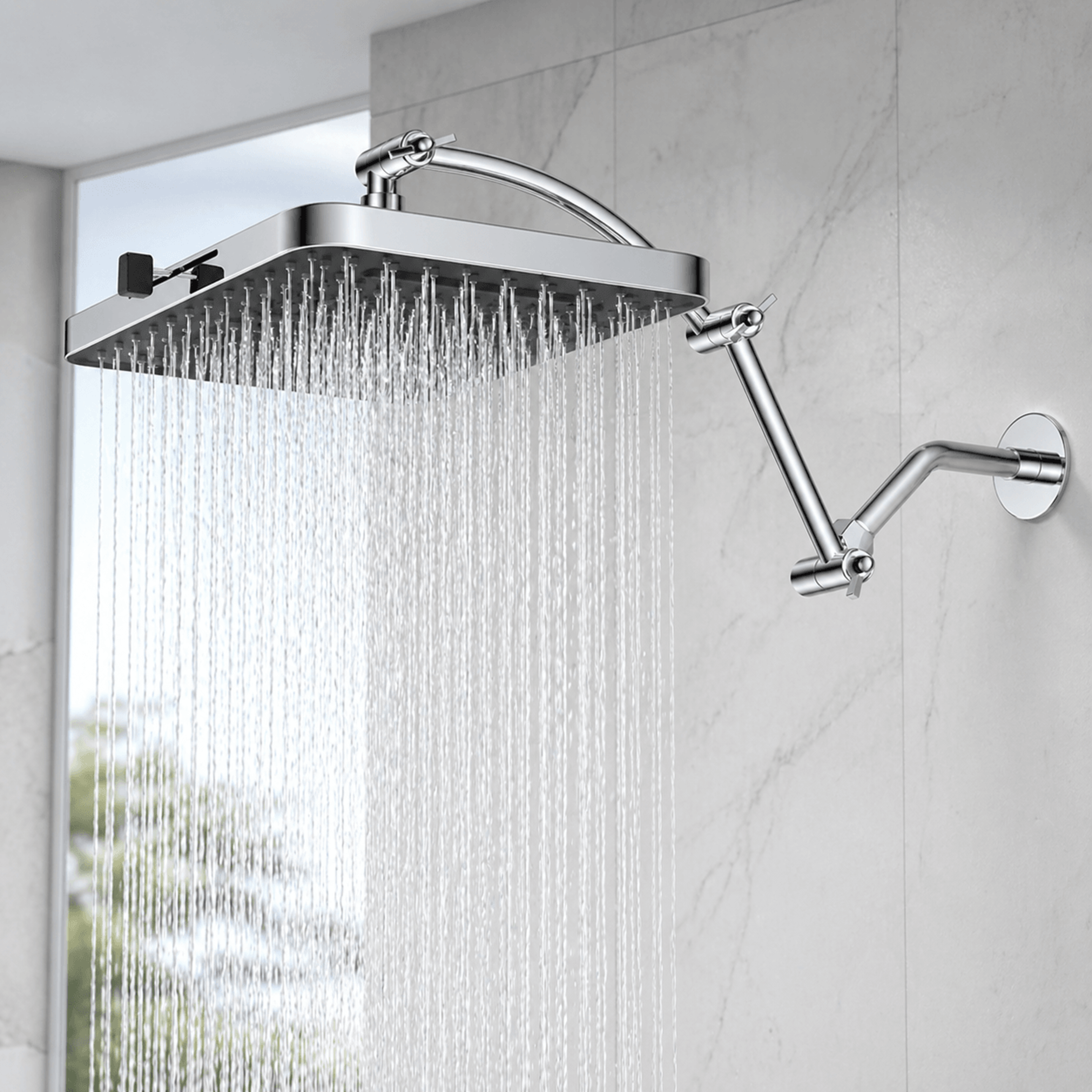 13 In HighPressure Rainfall Shower Head With Extension Arm 0