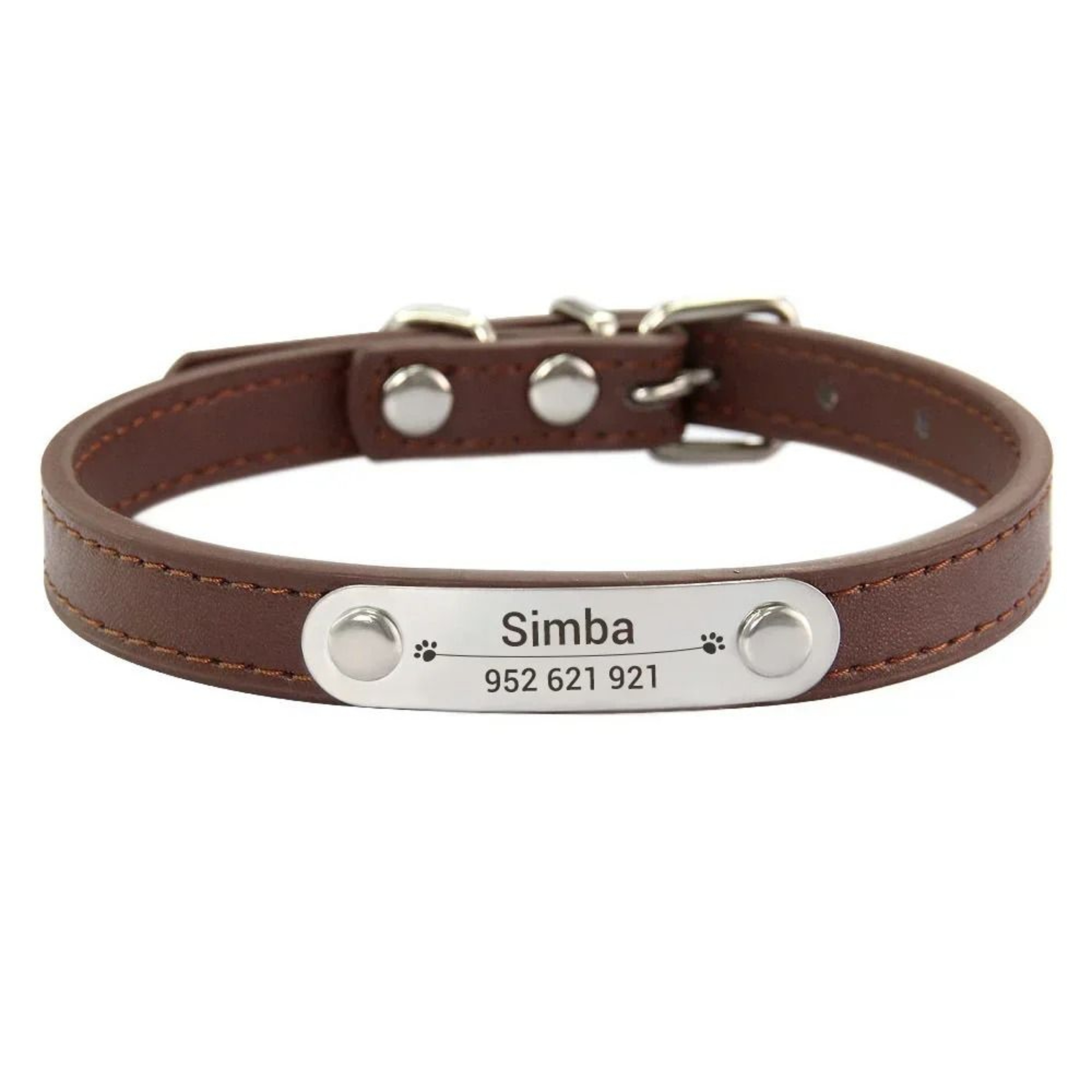 Executive Personalized ID Leather Pet Collar 12