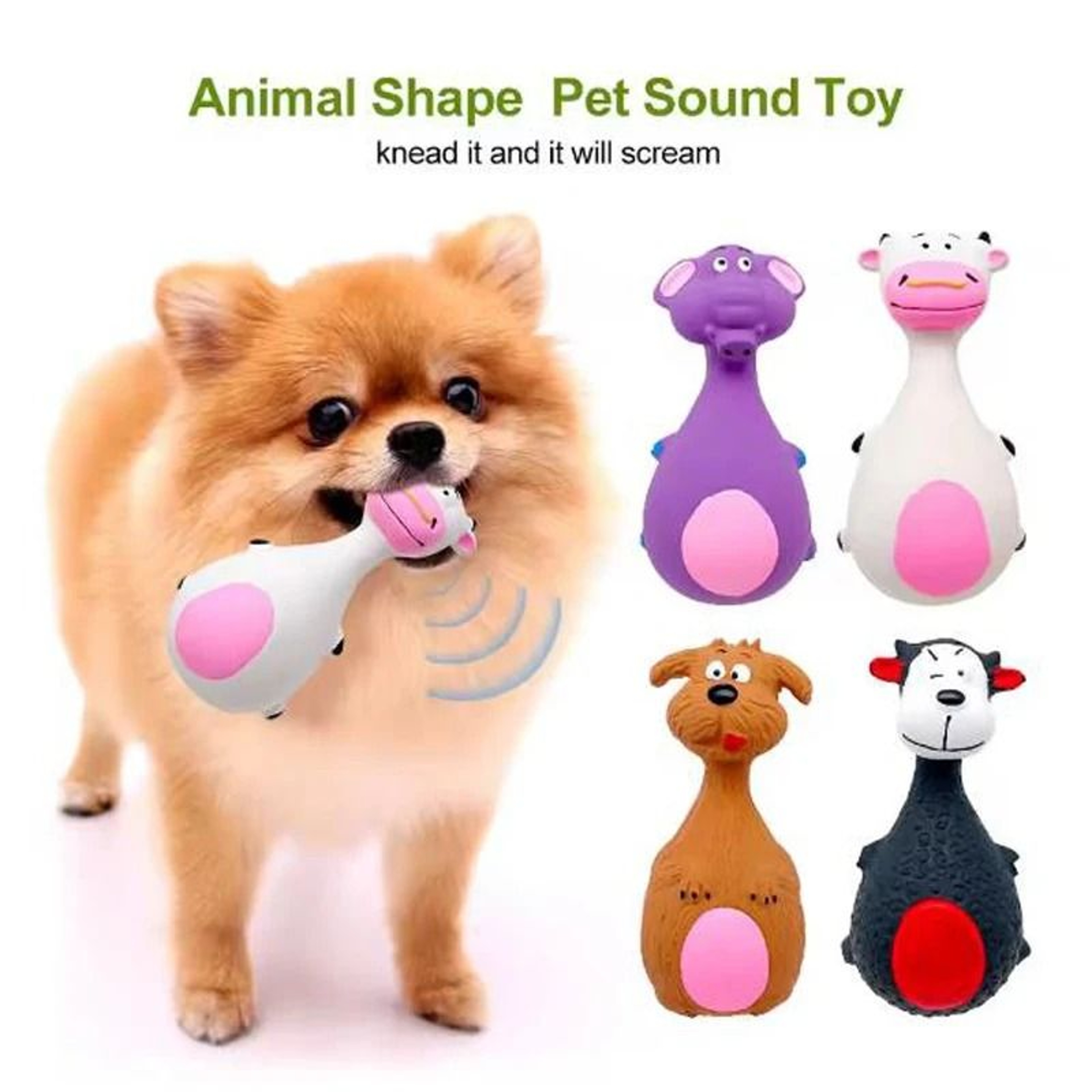 Durable Rubber Squeaky Animal Toy  BiteResistant Interactive Elephant  Cow 0