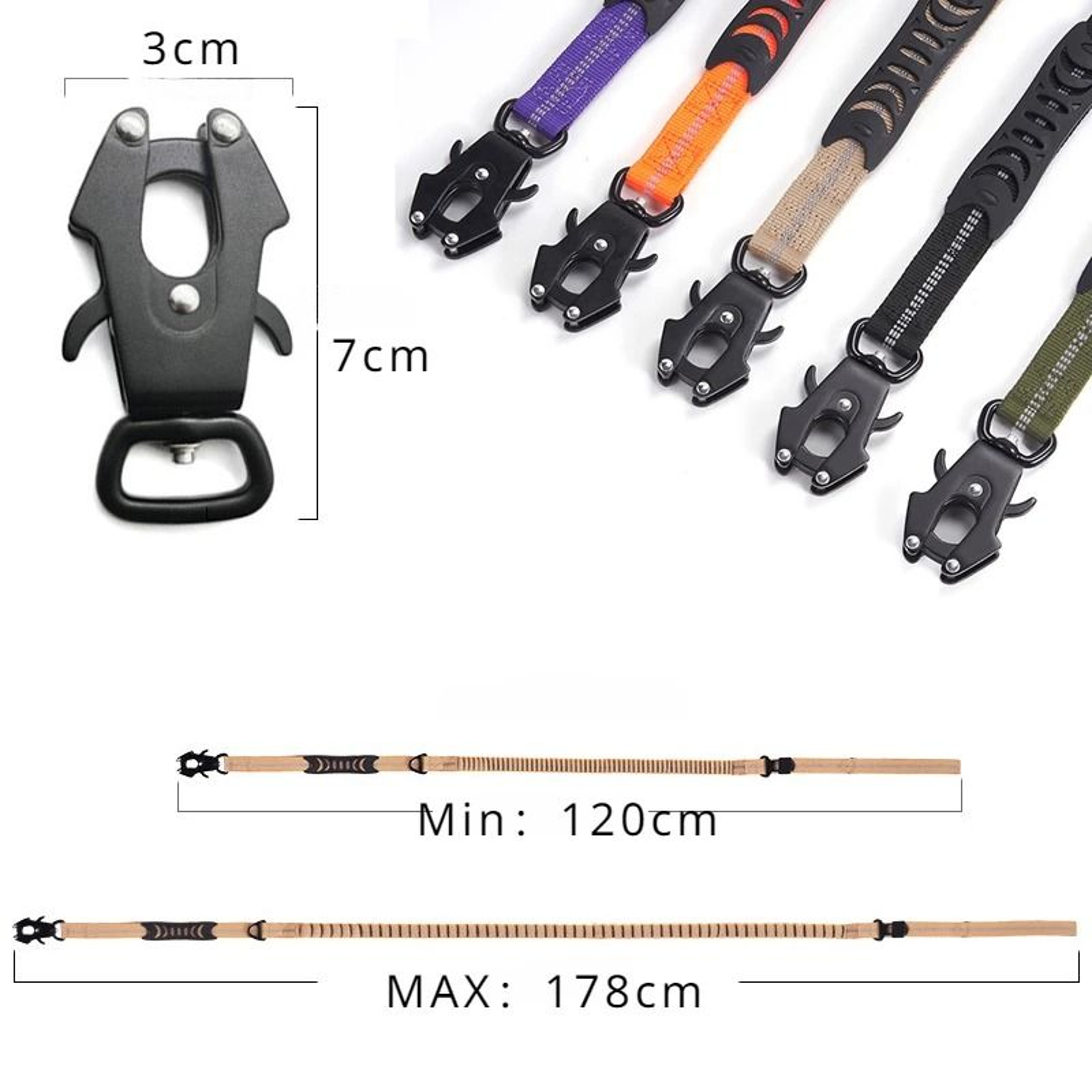 Elite HeavyDuty Tactical Bungee Dog Leash  Reflective Shock Absorbing Lead With Car Seatbelt 5