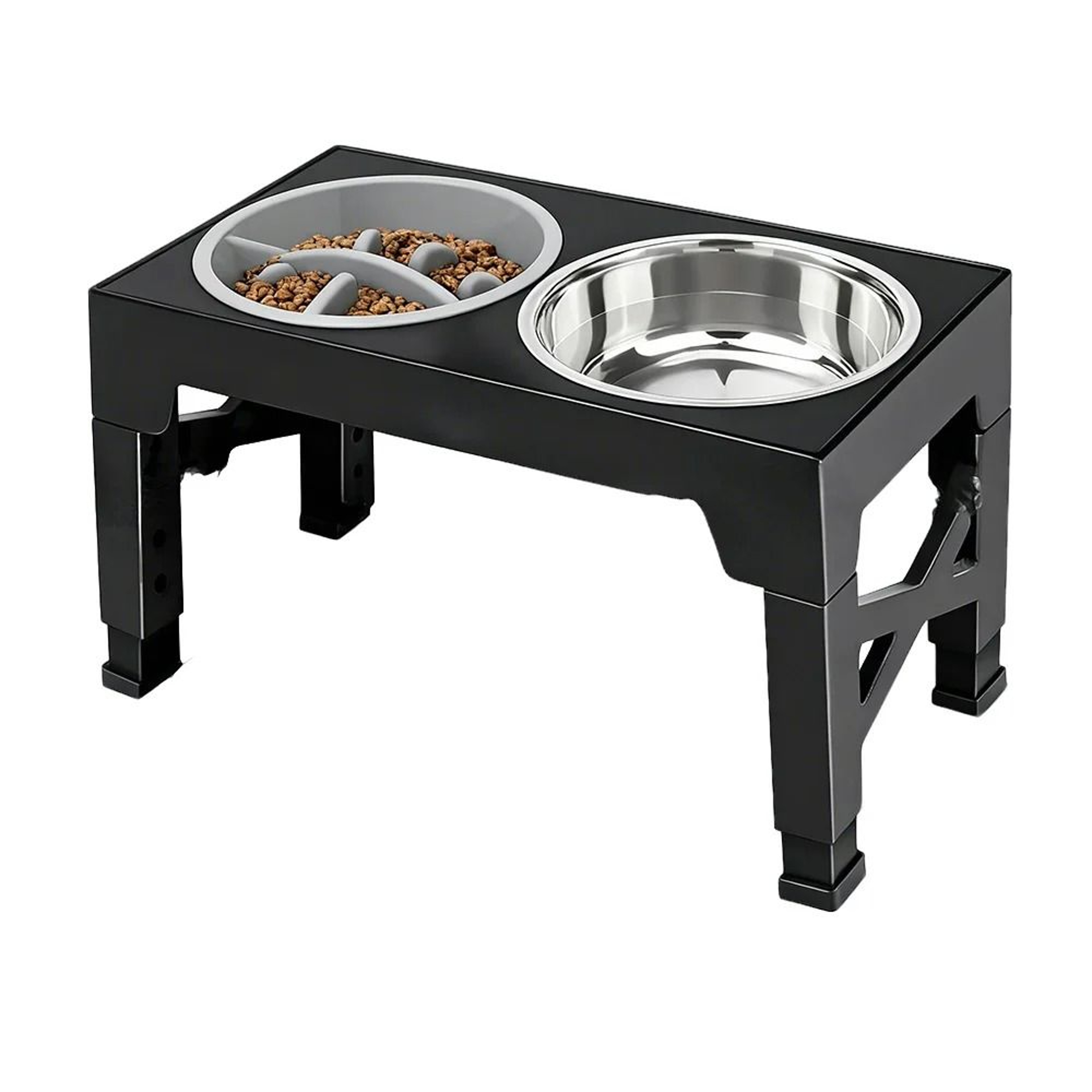 Adjustable Elevated Dog Feeder  MultiHeight Raised Stand With Double Stainless Steel Bowls 8