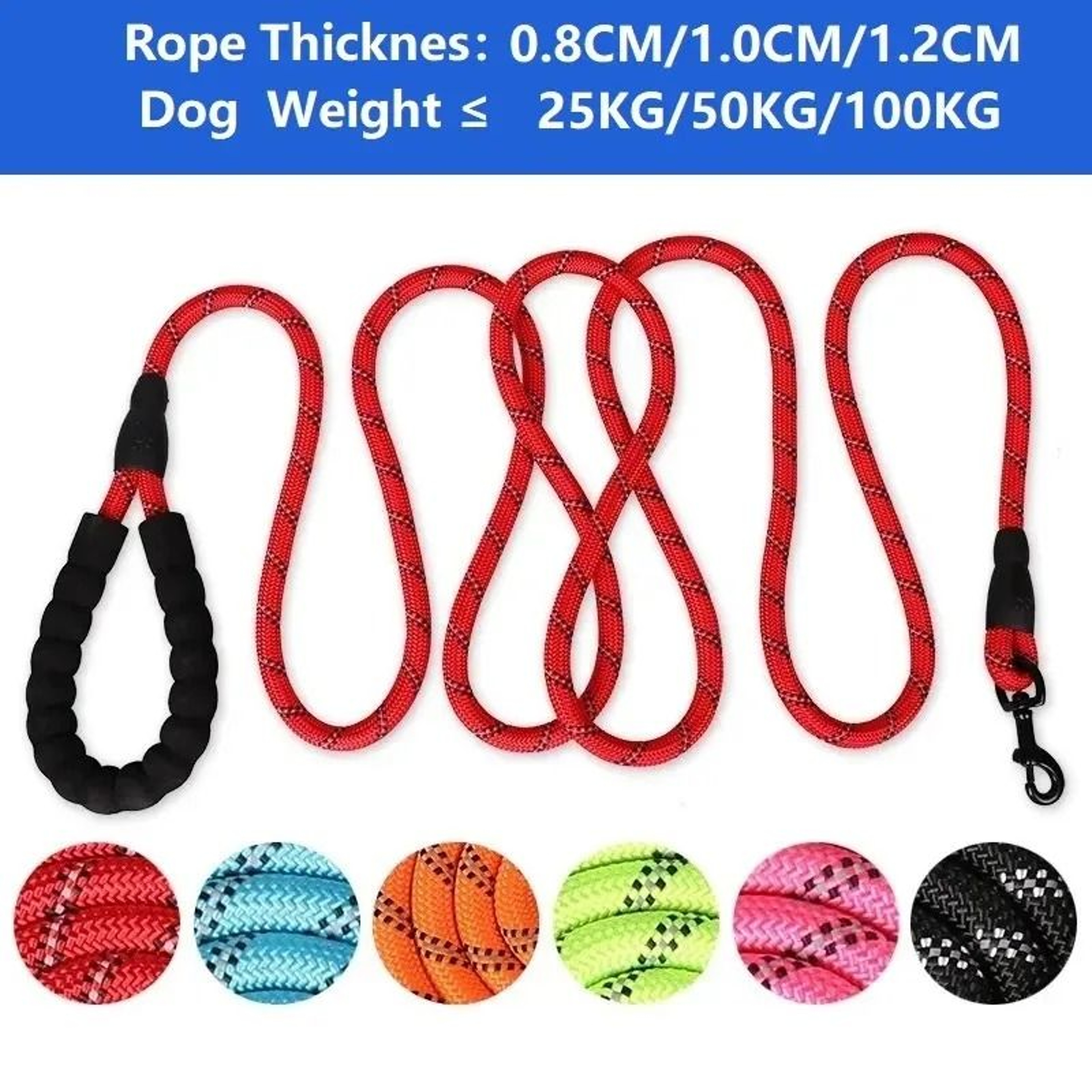 HeavyDuty Reinforced Rope Leash  Soft Padded Handle For Small To Large Dogs 3