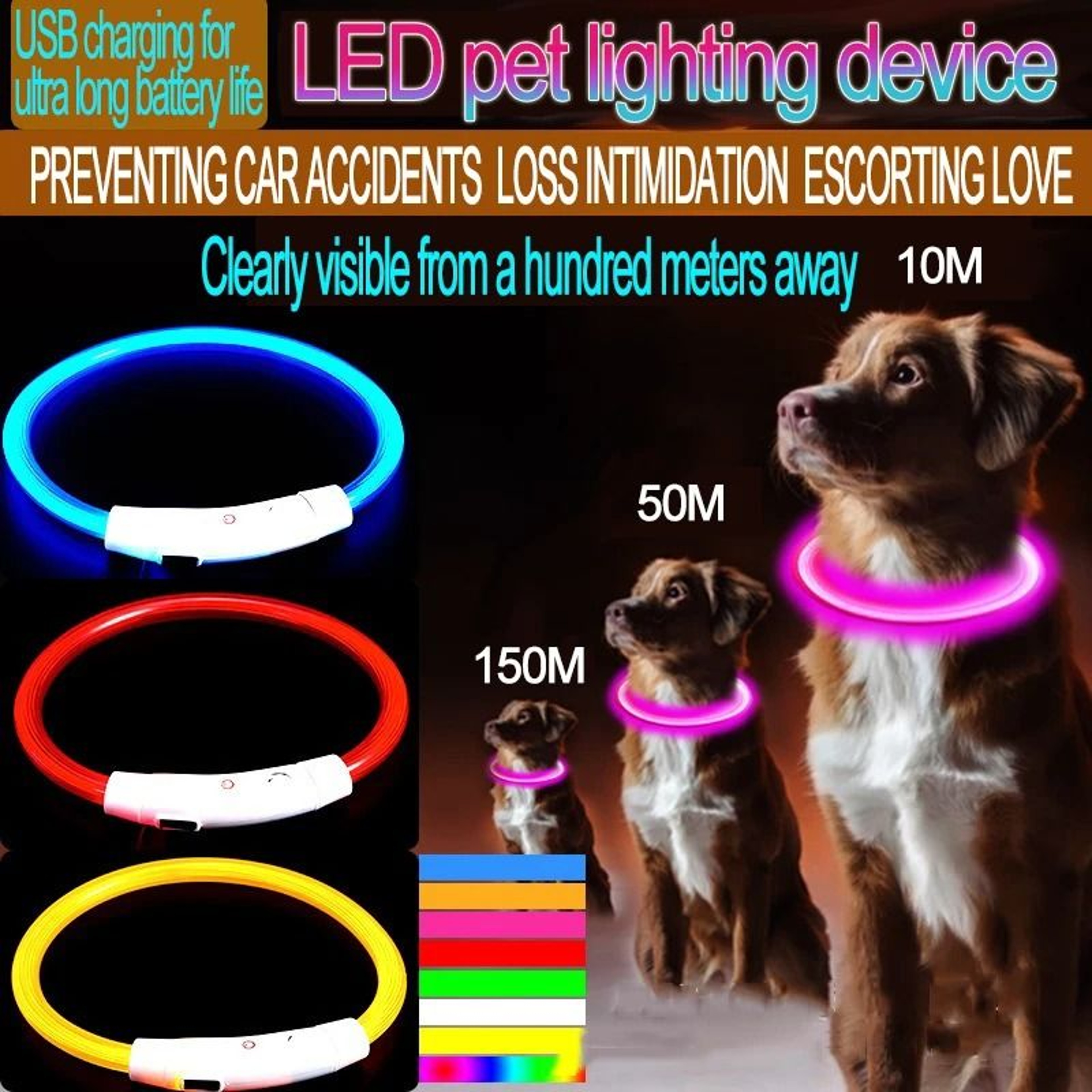 HighVisibility Luminous LED Dog Collar  UltraBright Night Safety Light 2
