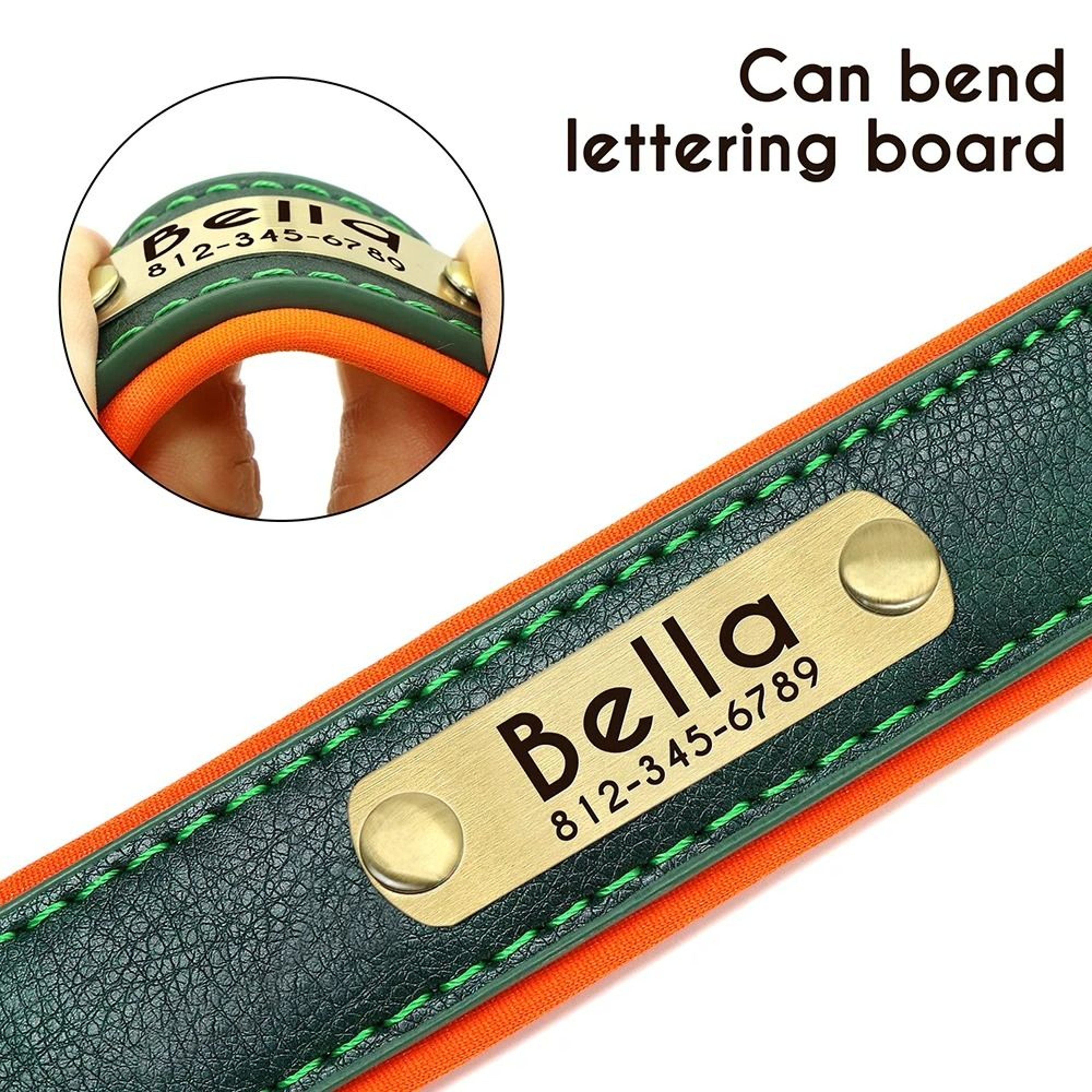 Customized PU Leather Nameplate Dog Collar  Padded Comfort With Free Engraving 4