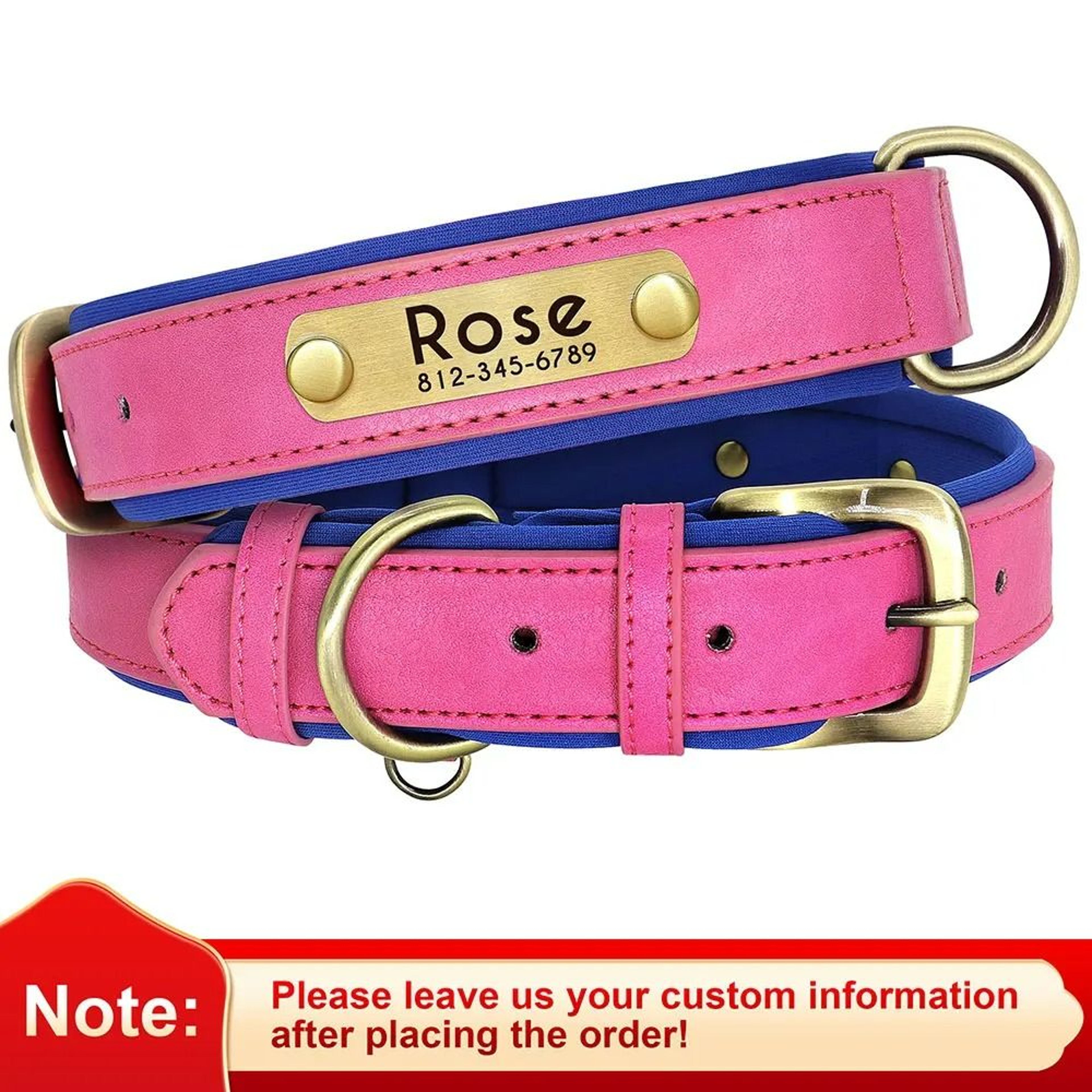 Customized PU Leather Nameplate Dog Collar  Padded Comfort With Free Engraving 14