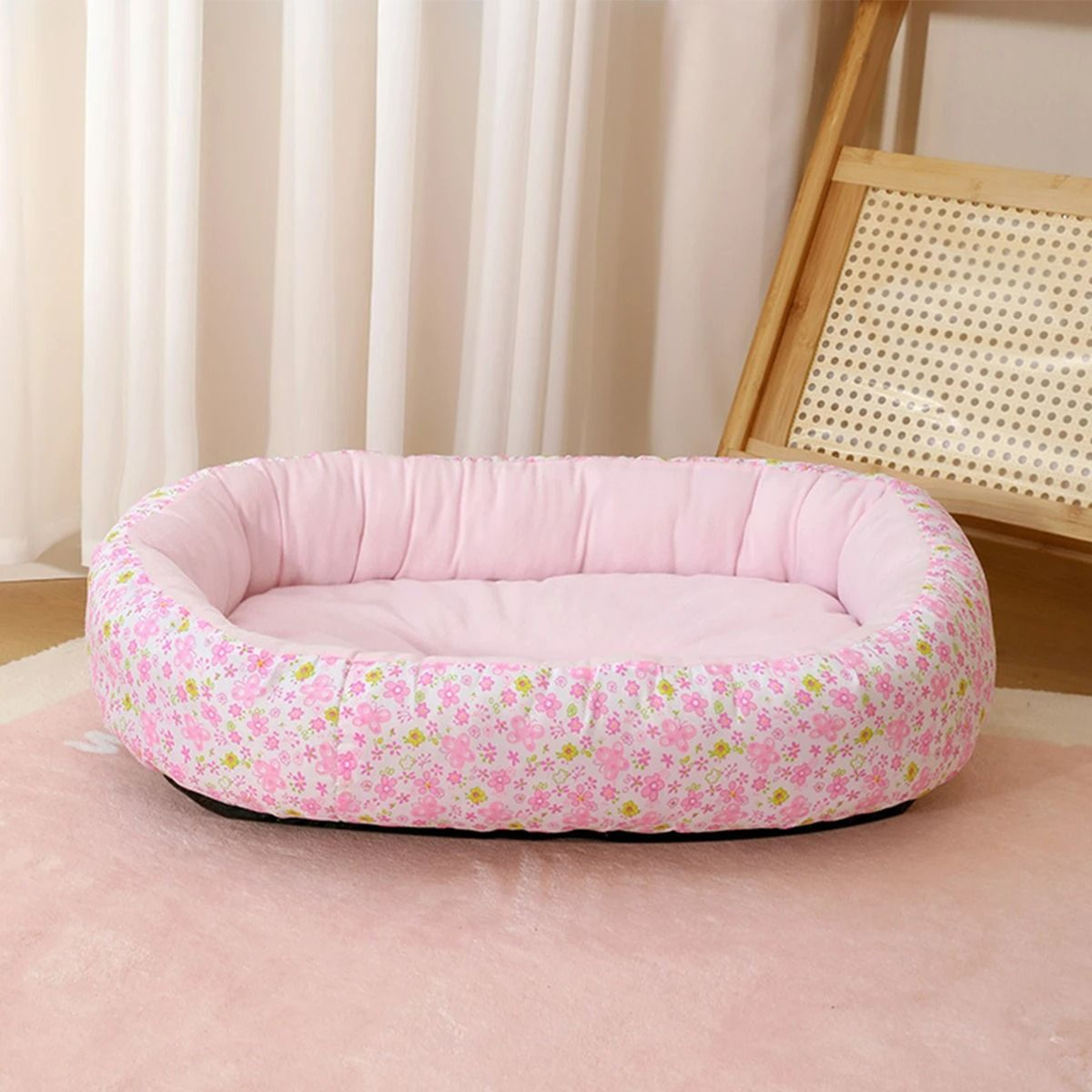 Floral AllSeason Pet Bed  Premium Orthopedic Sleeping Pad  Ergonomic Sofa For French Bulldogs Cats  8