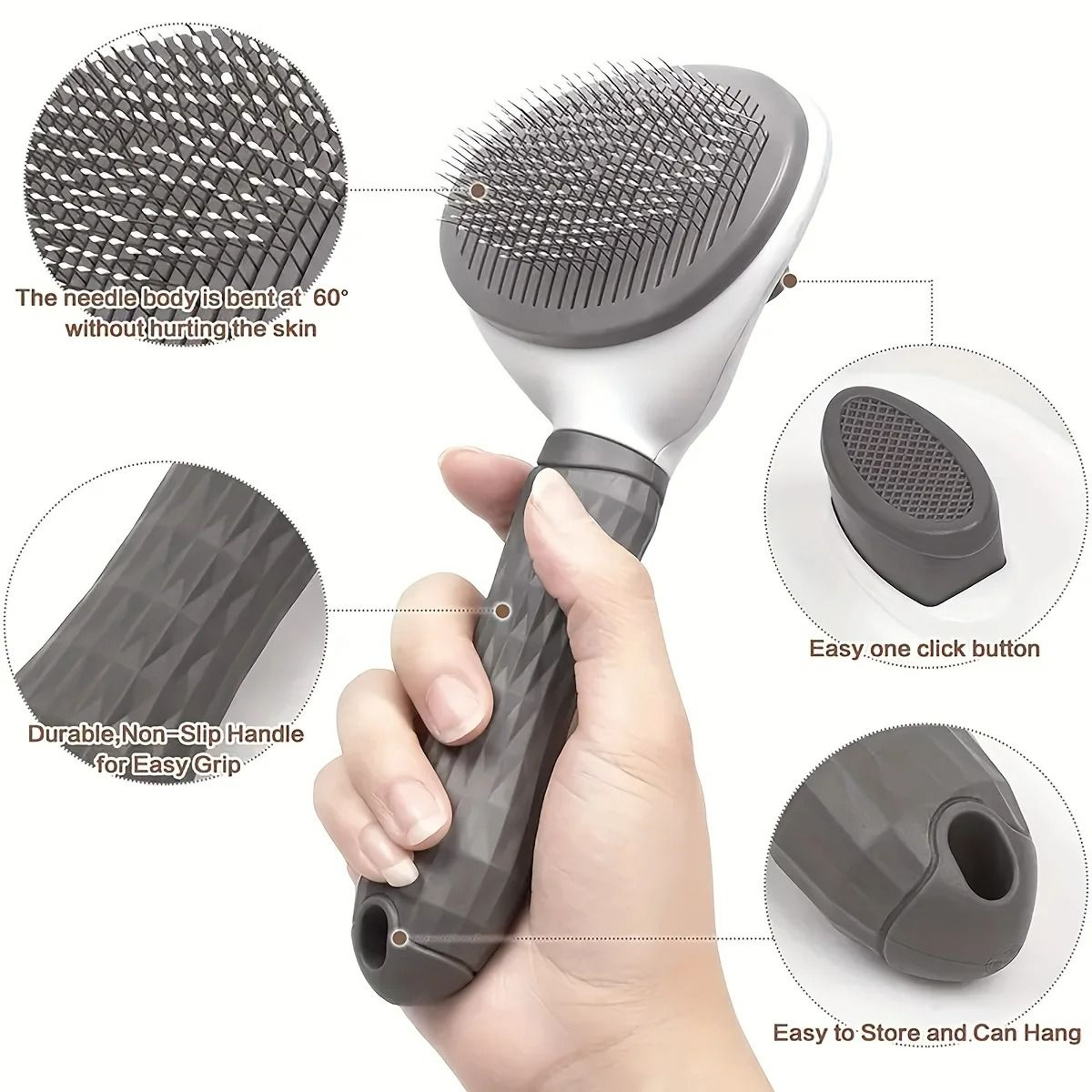 Stainless Steel Needle Grooming Comb  HighDensity Massage  Deshedding Brush For Dogs  Cats 2