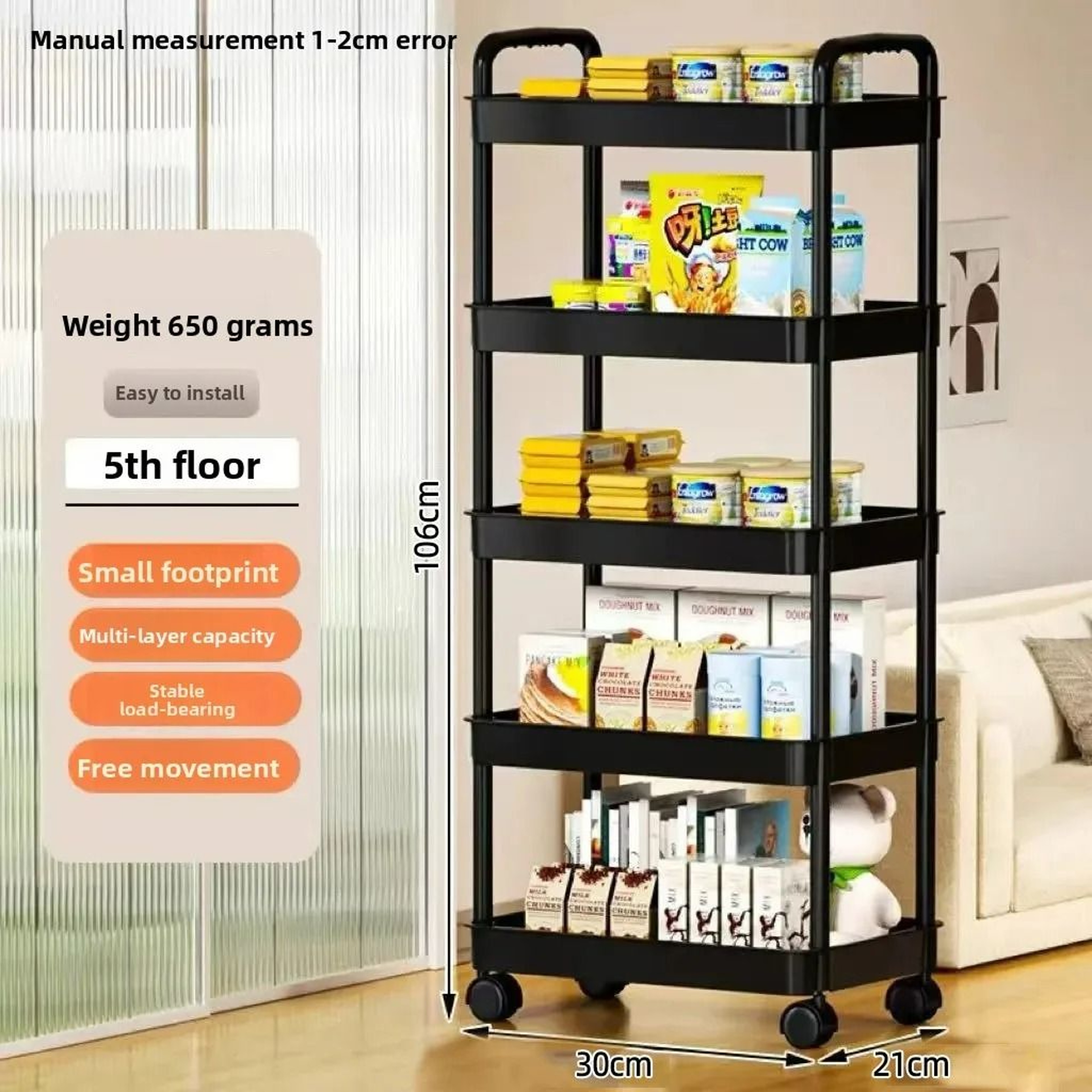 5Tier Mobile Storage System  MultiFunctional Rolling Organization Cart For Modern Living Spaces 9