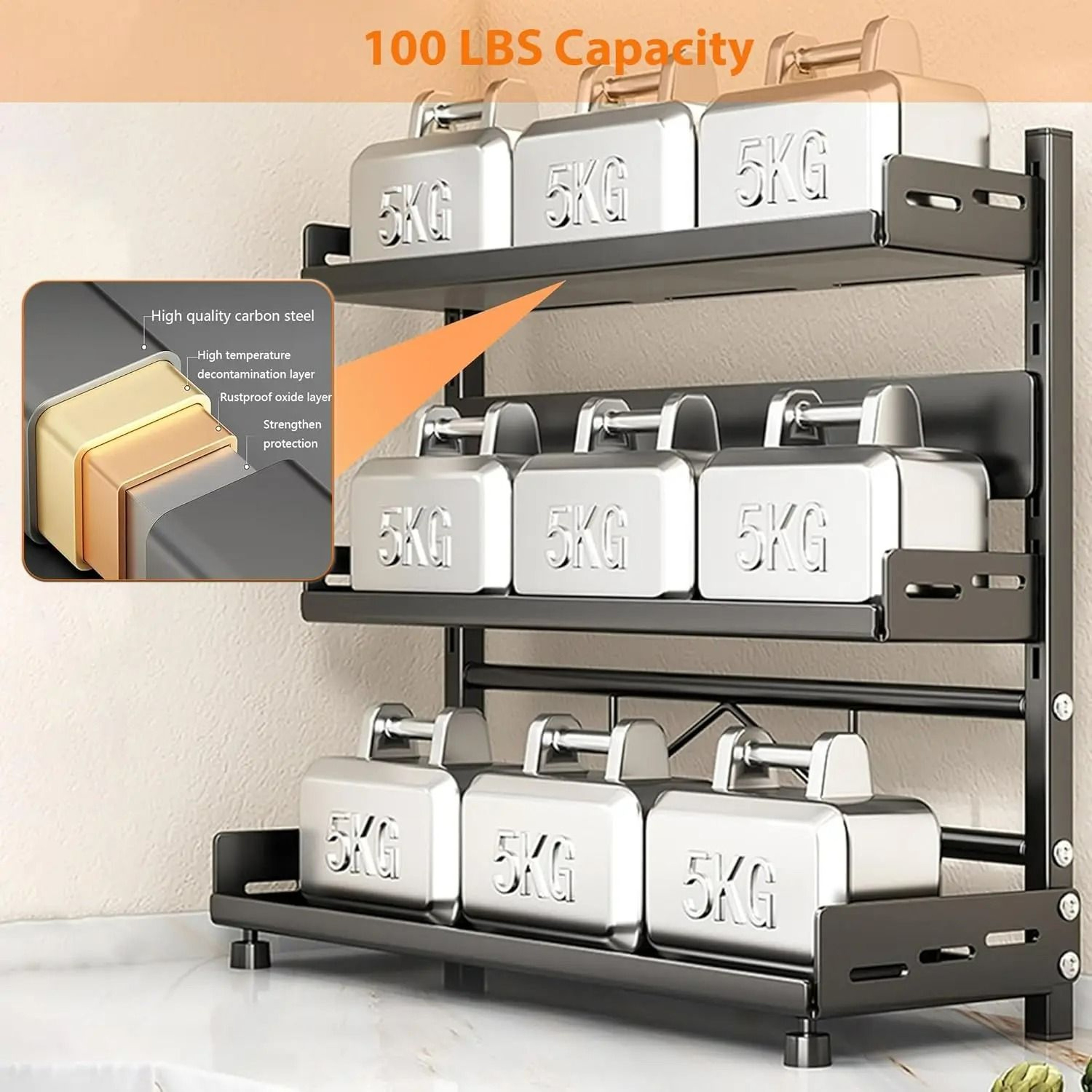 3Tier Kitchen Spice Management System  Industrial HighLoad Countertop  Cabinet Storage Rack 4