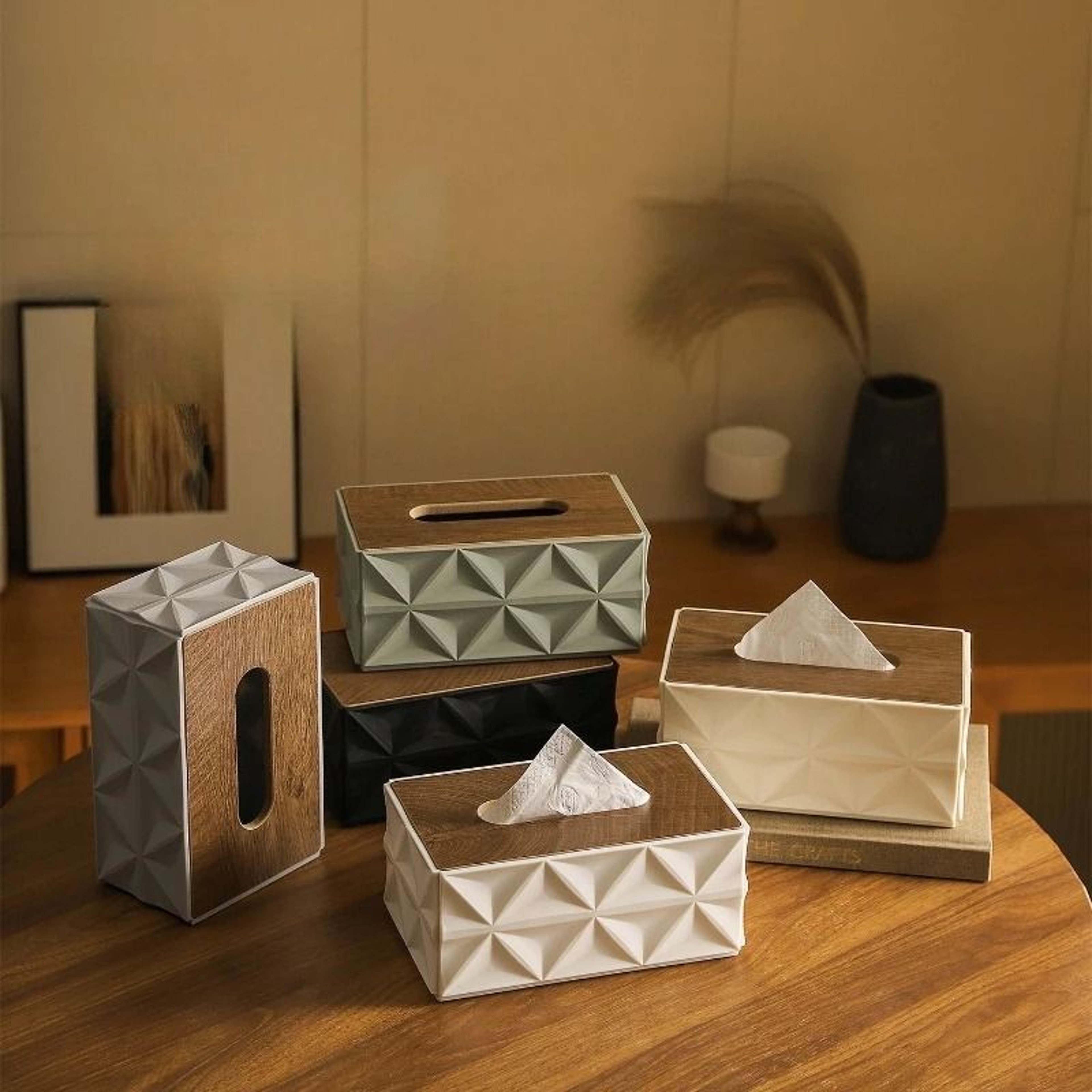 Ripple Minimalist Tissue Box With Solid Wooden Lid 1