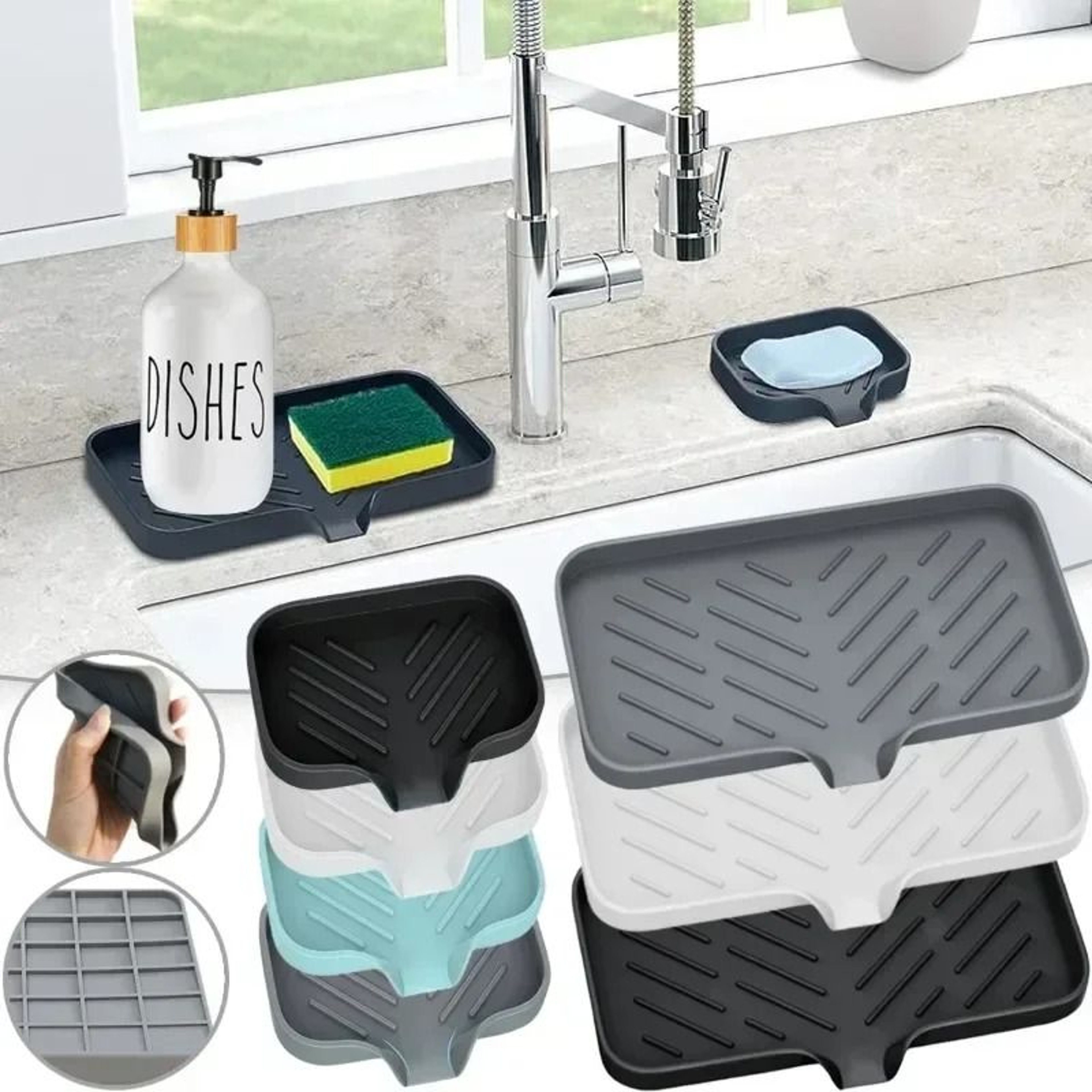 Silicone SelfDraining Sponge And Soap Holder 2