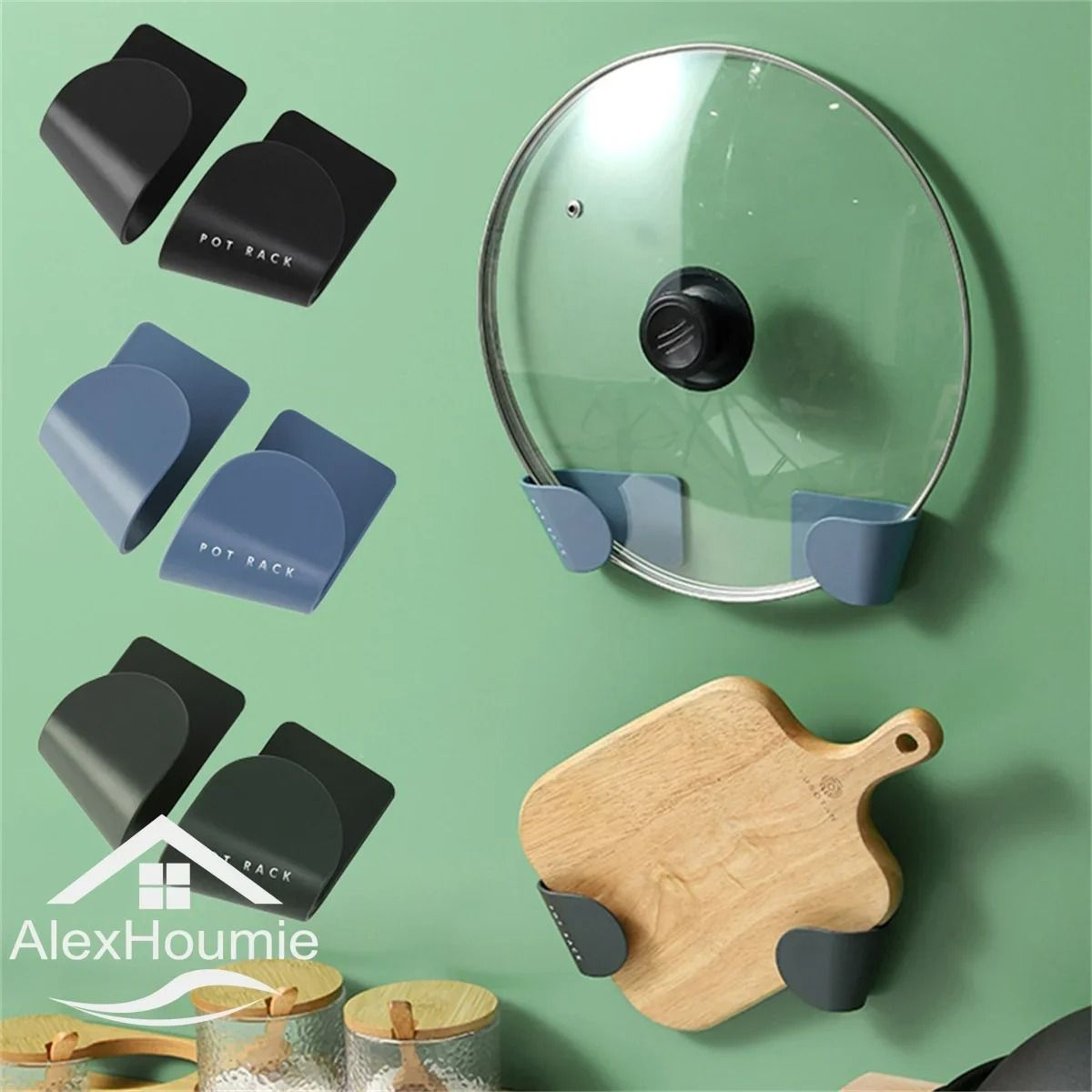 WallMounted Universal Pot Lid Organizer Set 1
