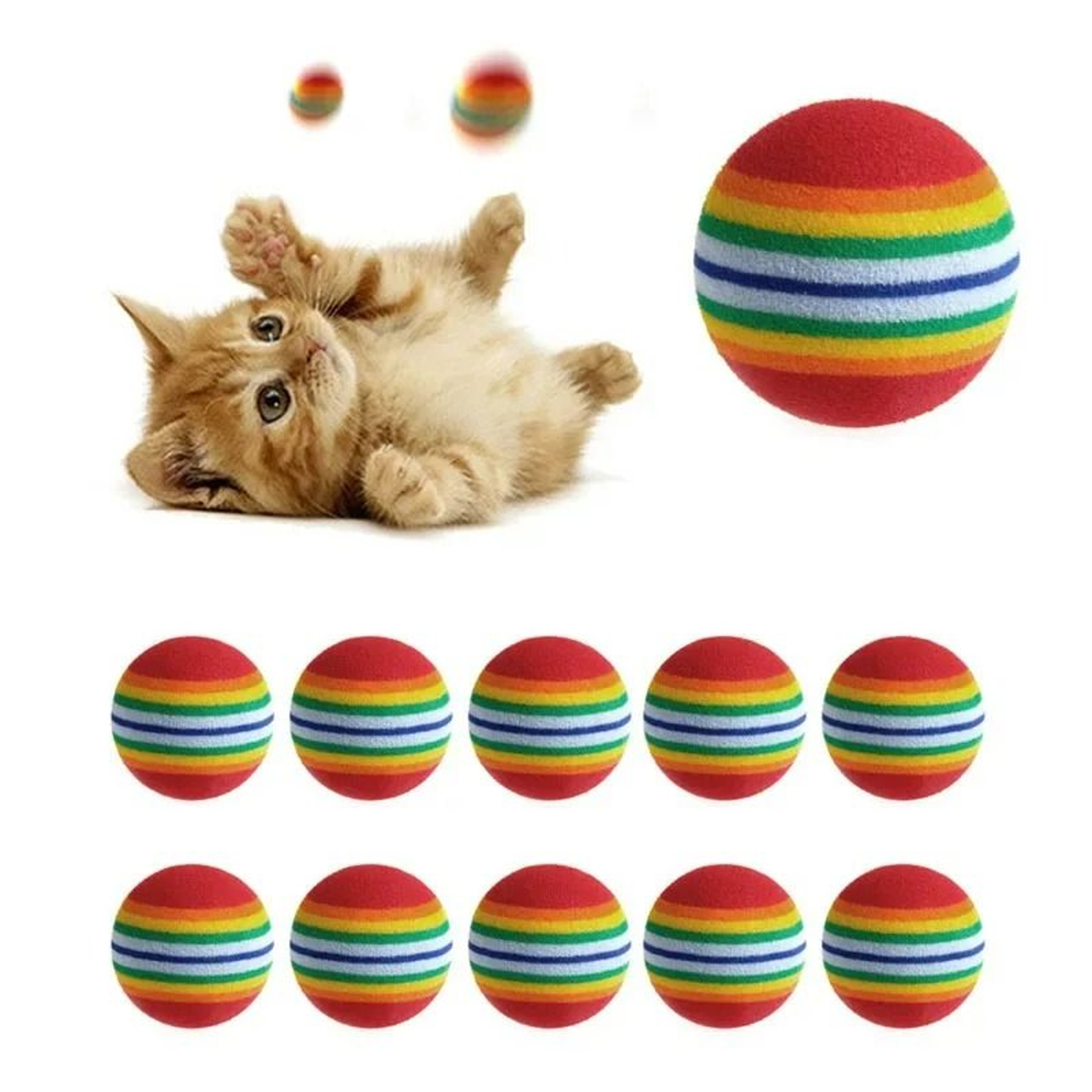 10Piece Rainbow EVA Foam Interactive Cat Balls 1