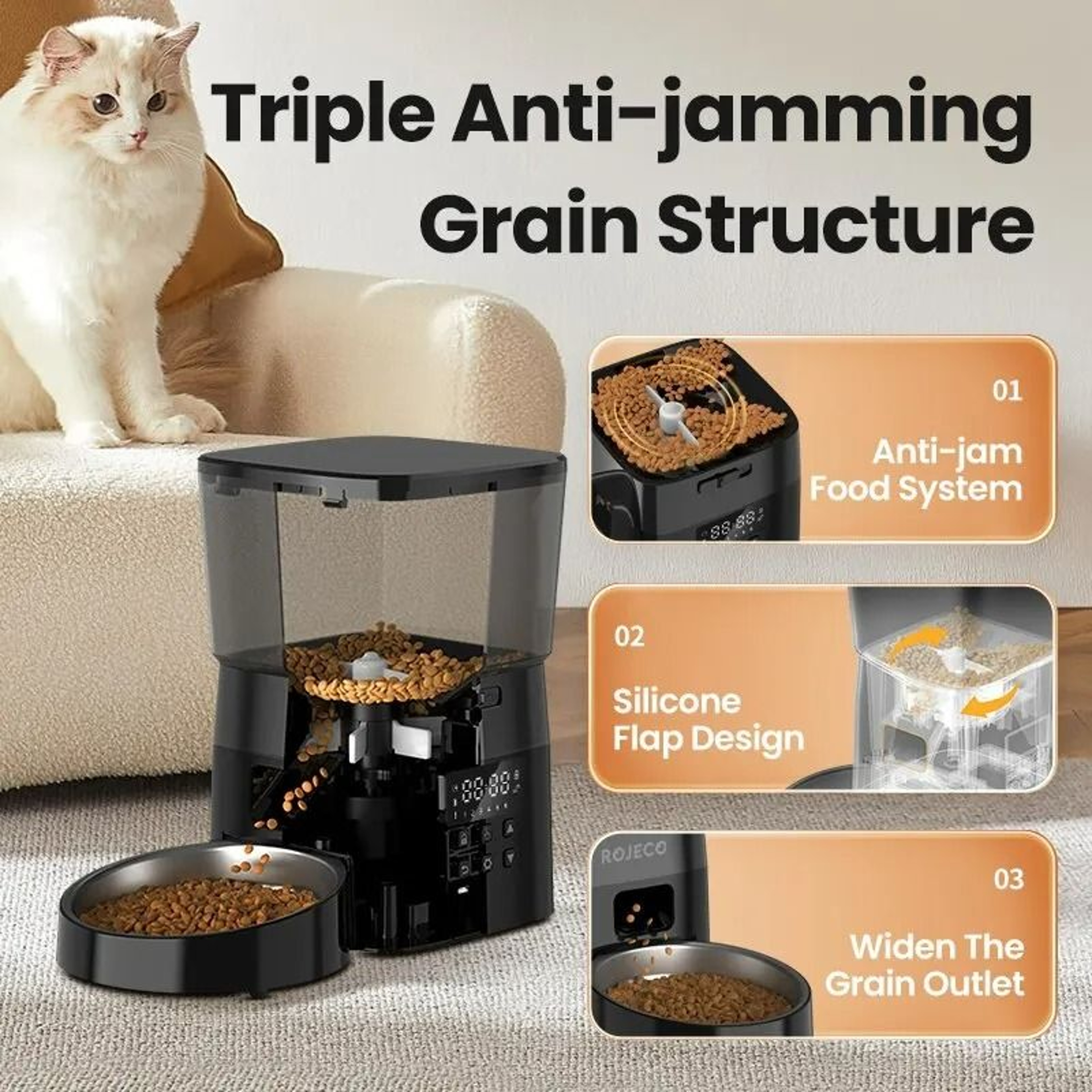 Button Version Automatic Pet Food Dispenser 3