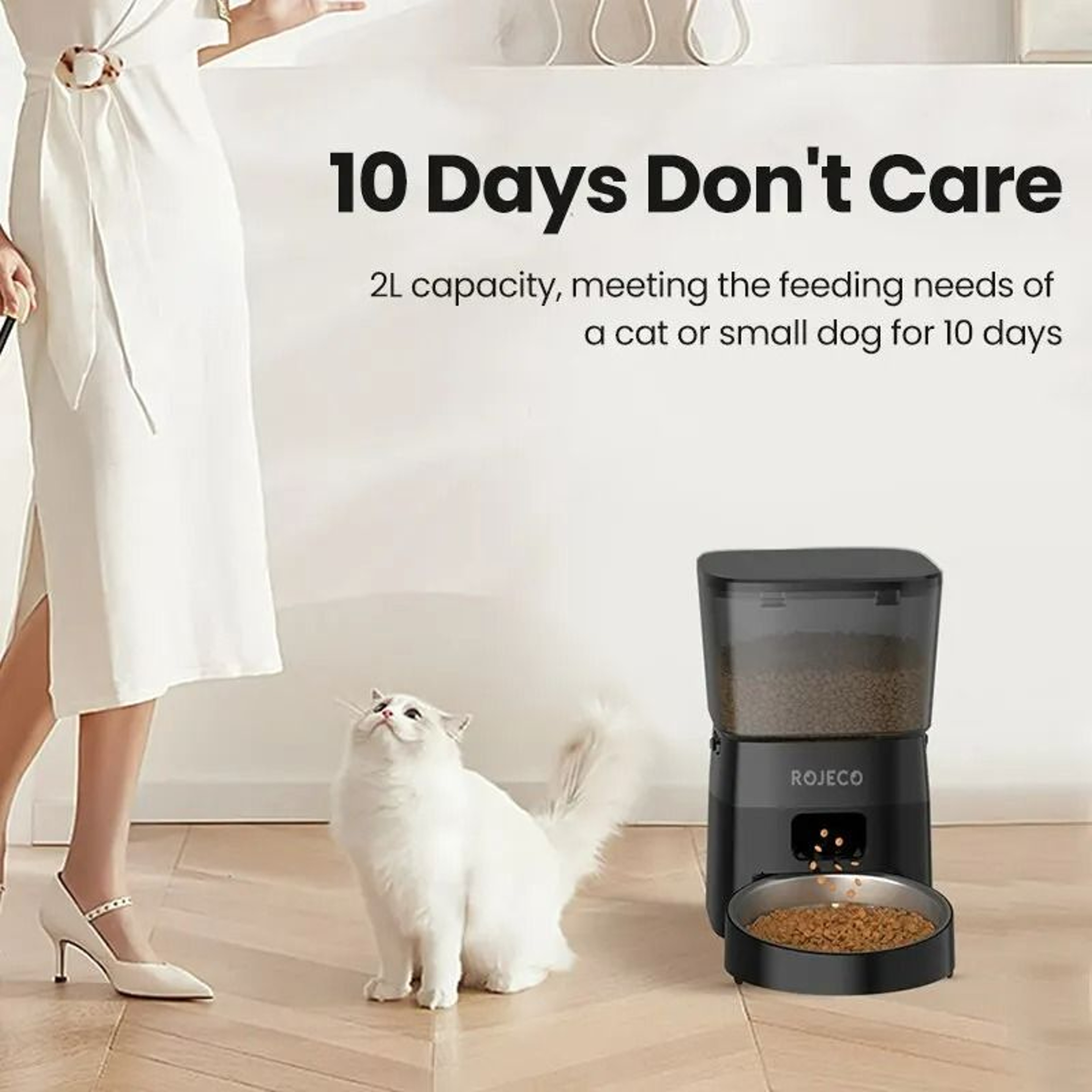 Button Version Automatic Pet Food Dispenser 4