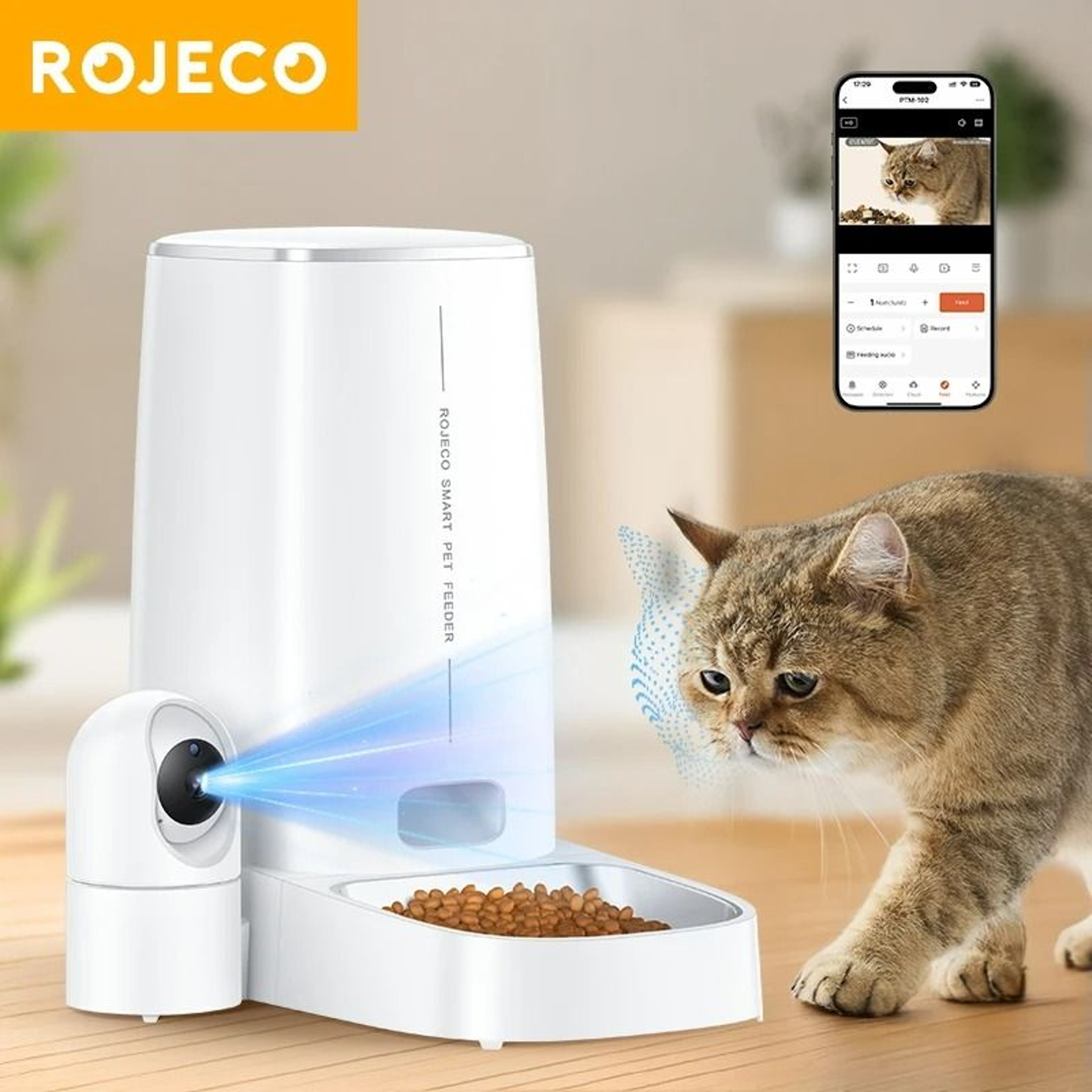 4L Smart Automatic Pet Feeder With 360 Rotating HD Camera  WiFi 0