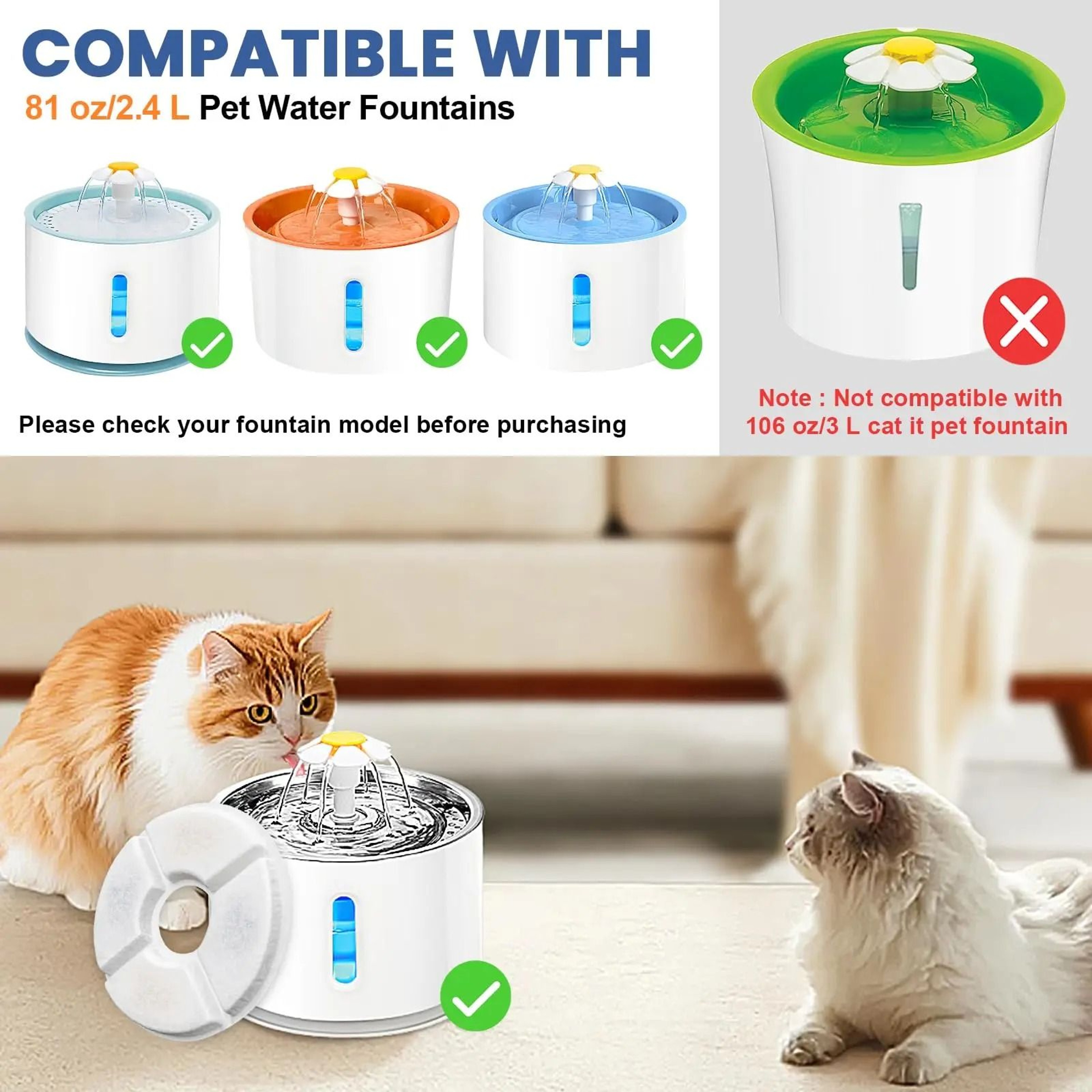 Automatic Water Fountain Replacement Filter  Multiple Filtration Set 3