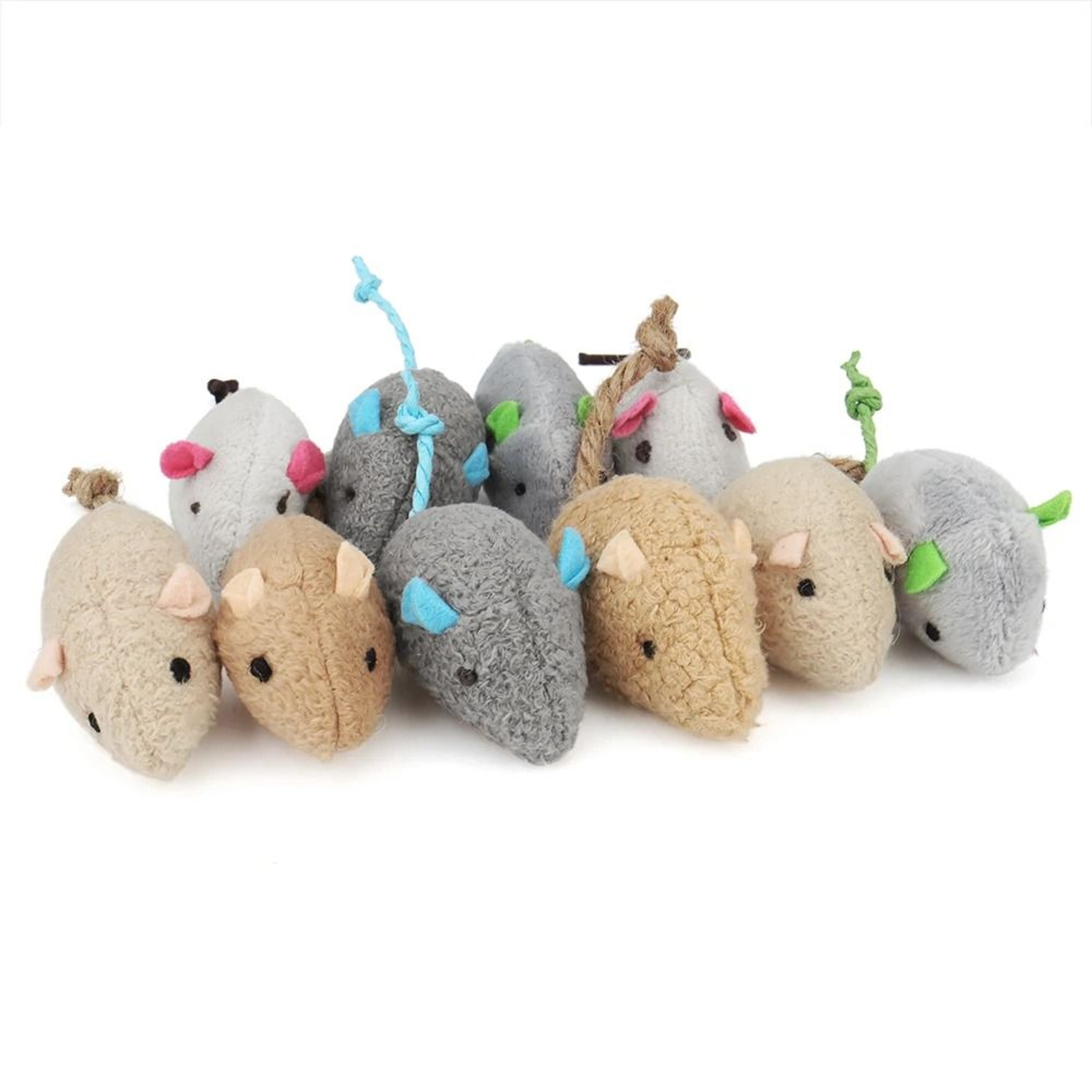 12Piece MultiColor Catnip Mouse Set For Interactive Play 2