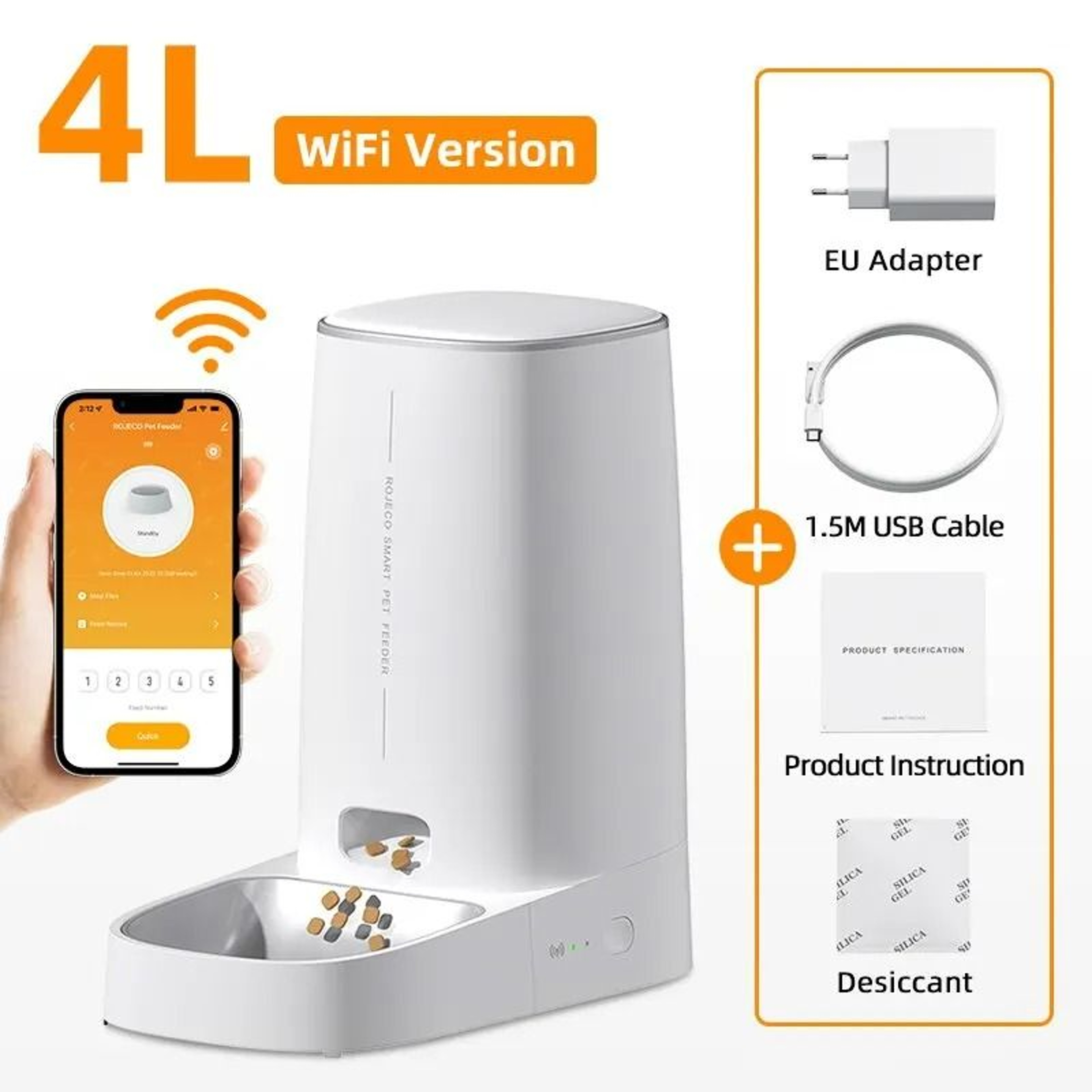 4L Smart Automatic Pet Feeder With WiFi App  Manual Control 9