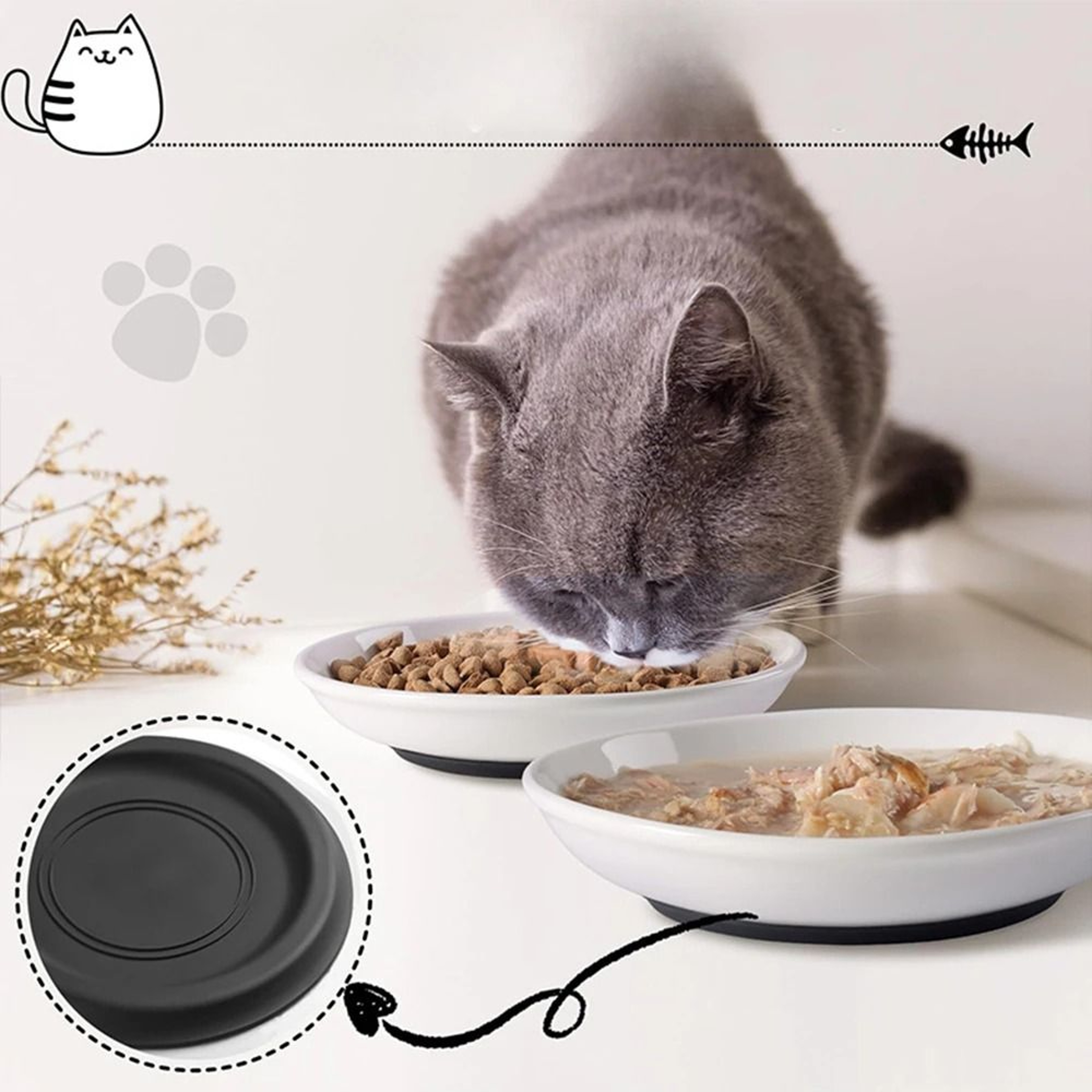WhiskerFriendly Ceramic Snack  Canned Food Tray 3