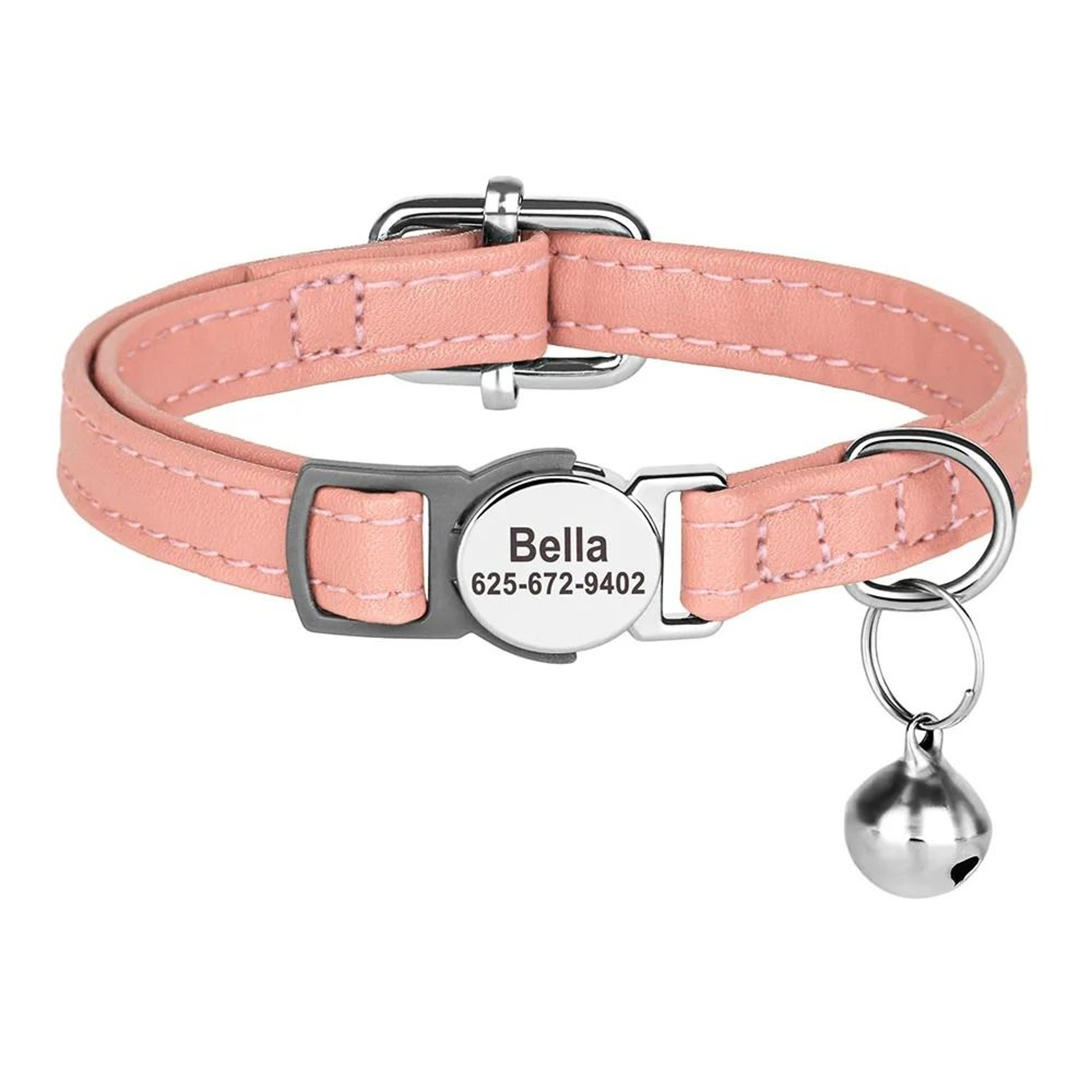 Custom Personalized PU Leather Cat Collar With Engraved ID Nameplate 6