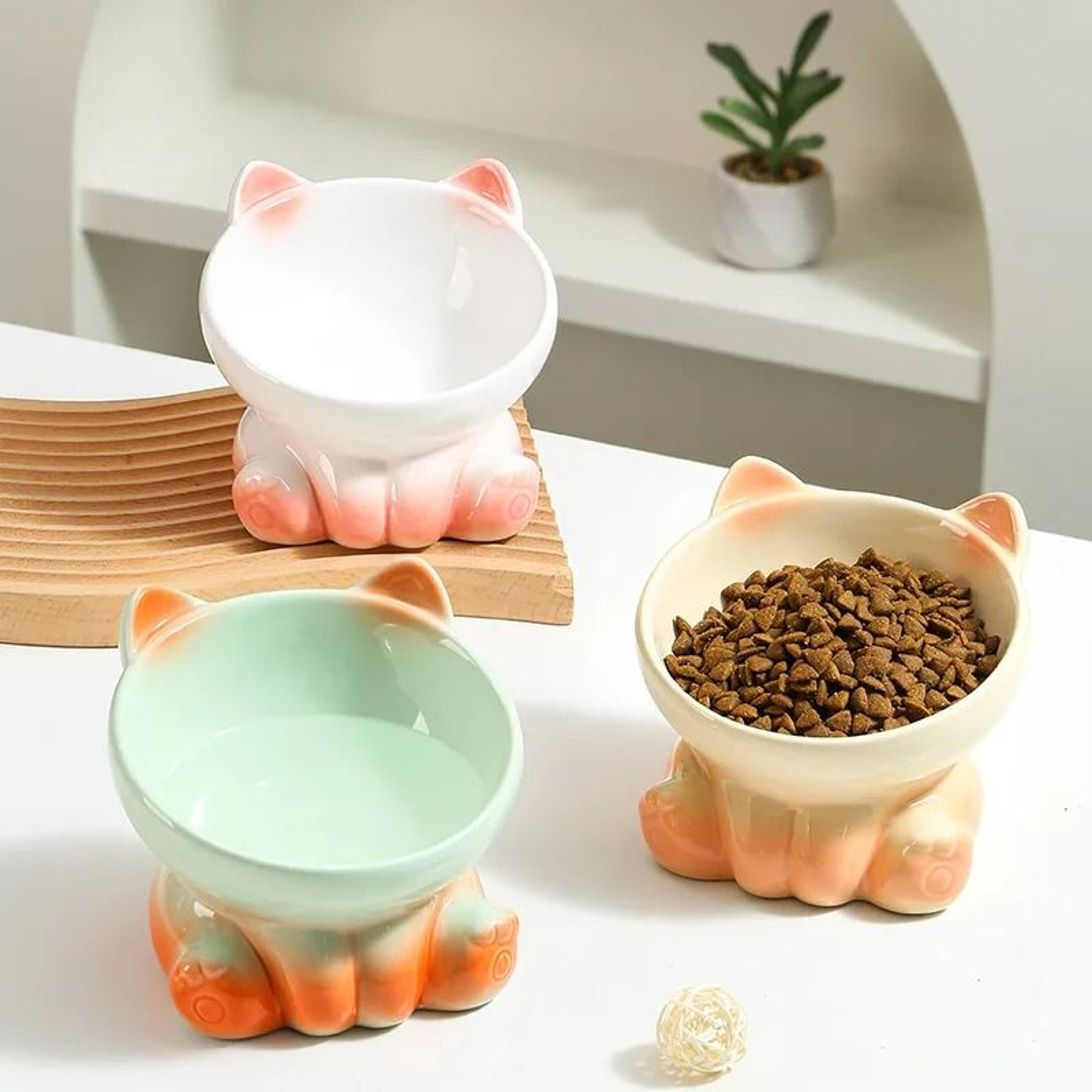 Gradient Ergonomic Slanted Ceramic Pet Bowl 0