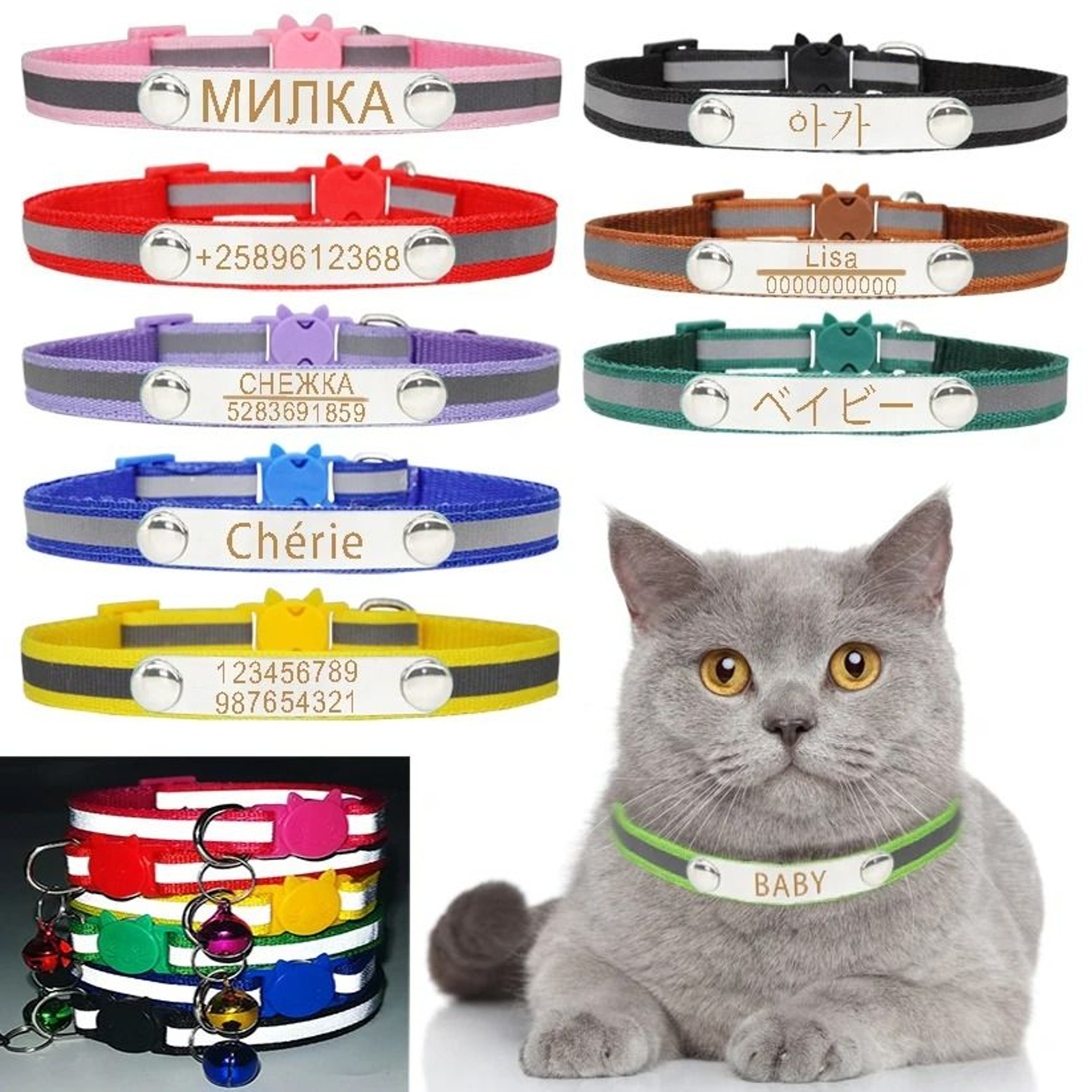 Reflective Personalized Breakaway Cat Collar 0