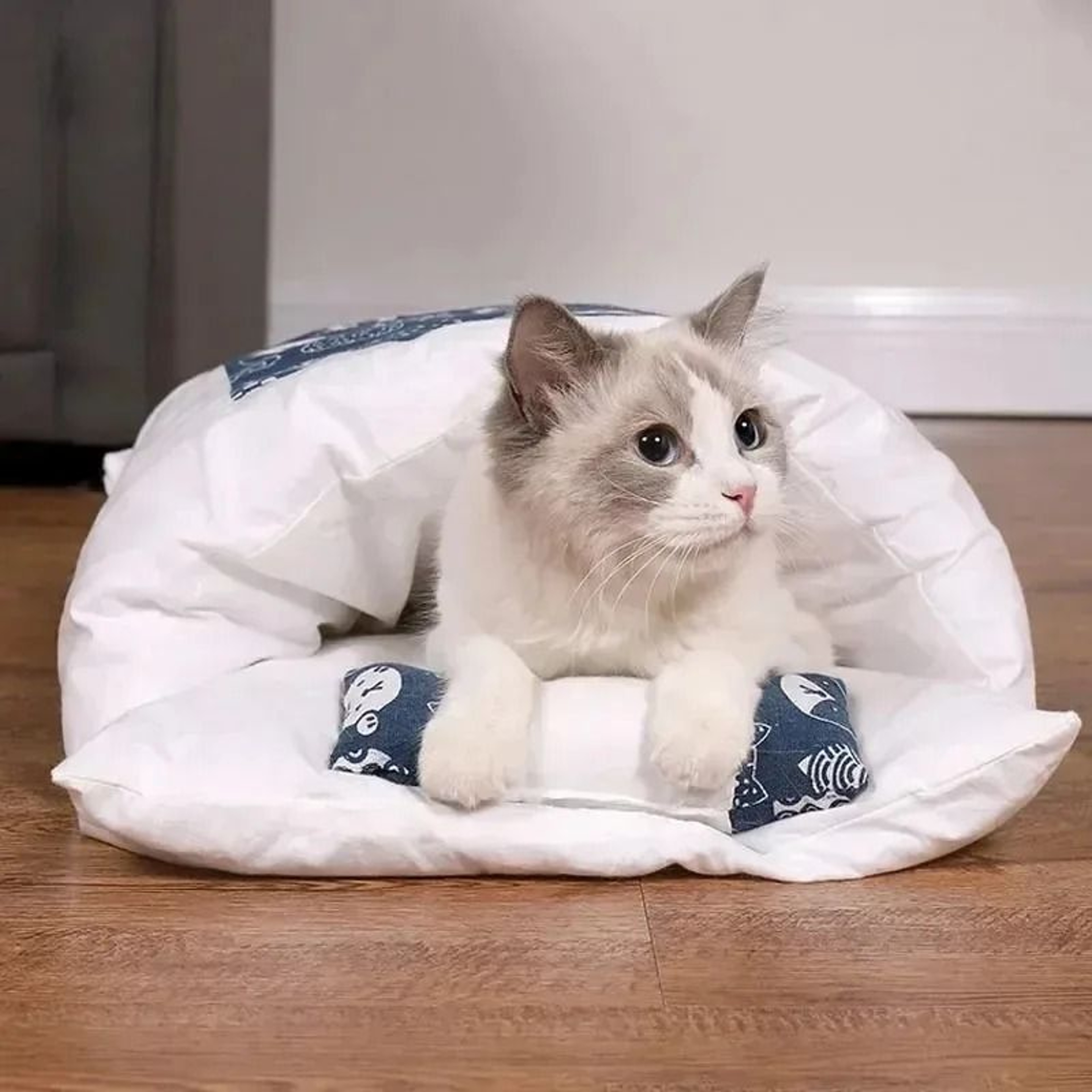 Kawaii Plush Sleeping Bag Cat Bed With Pillow 4