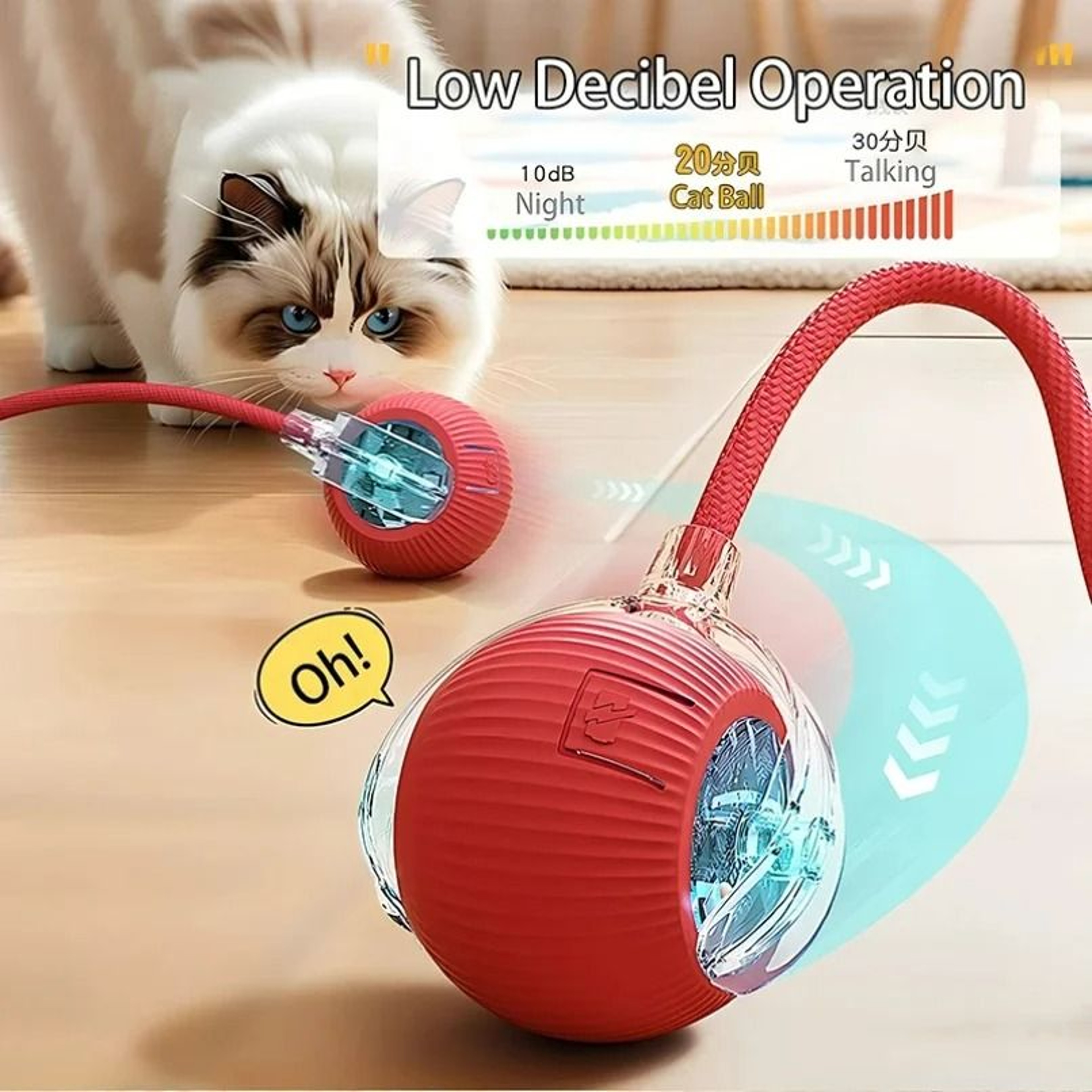 Smart Interactive Rolling Ball With Faux Mouse Tail 0