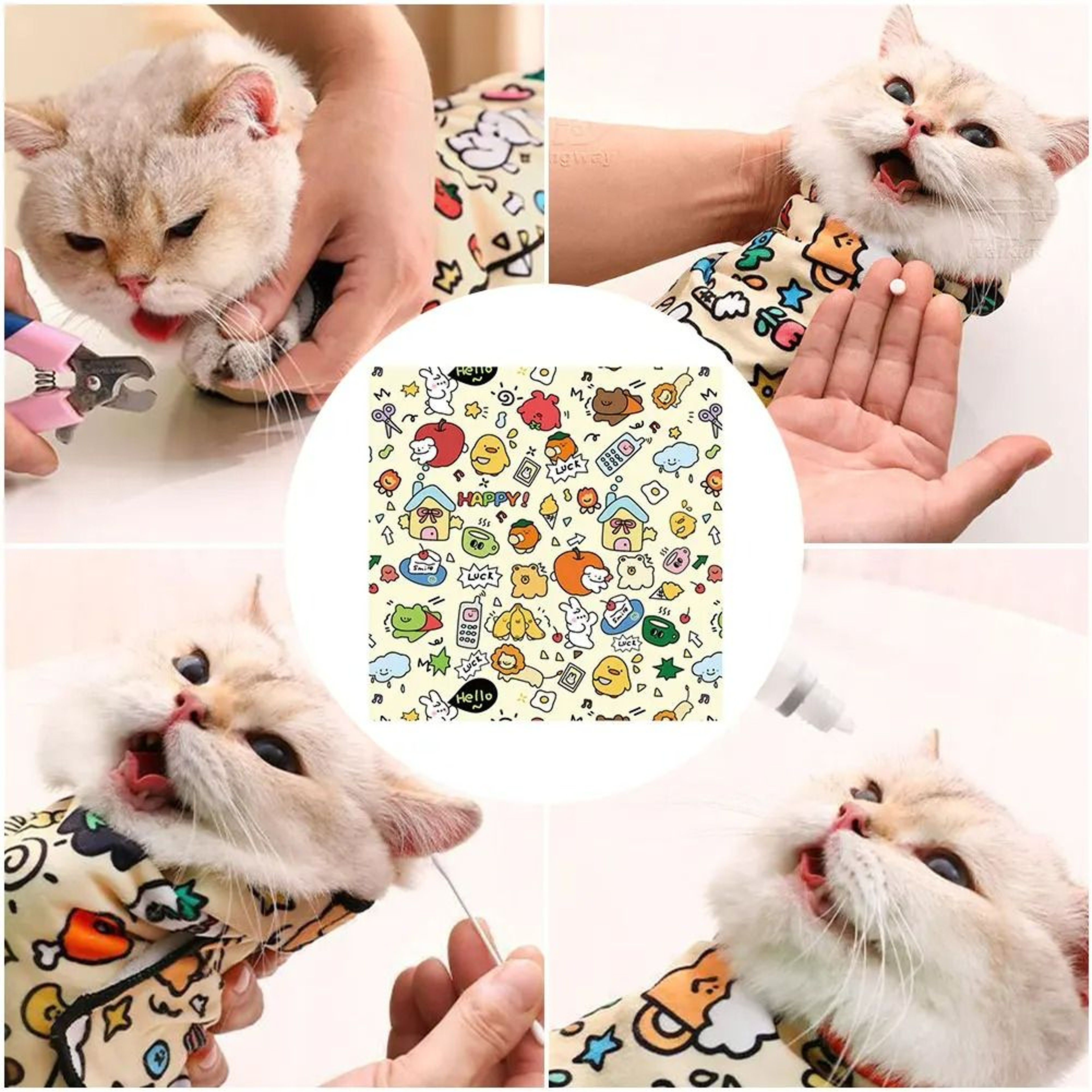 SelfAdherent Cat Grooming Wrap  Swaddle 5