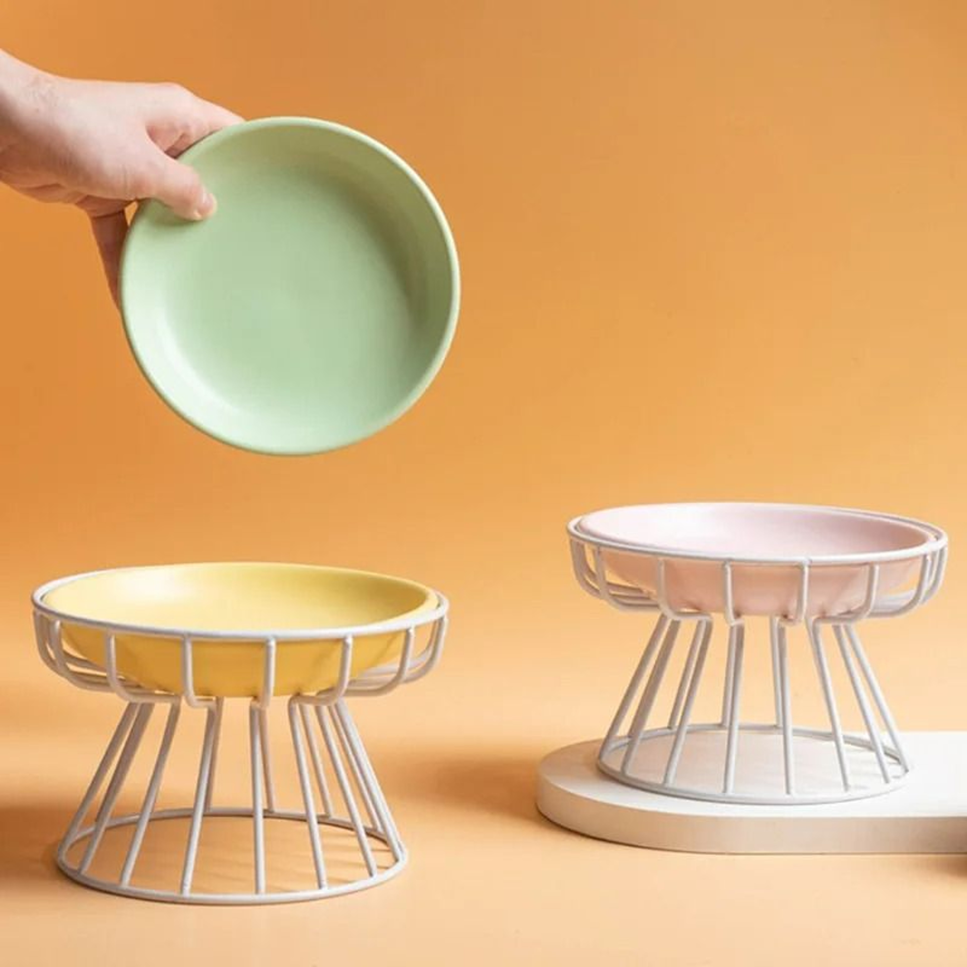 Elevated Ceramic Single Feeding Station With Iron Stand 0