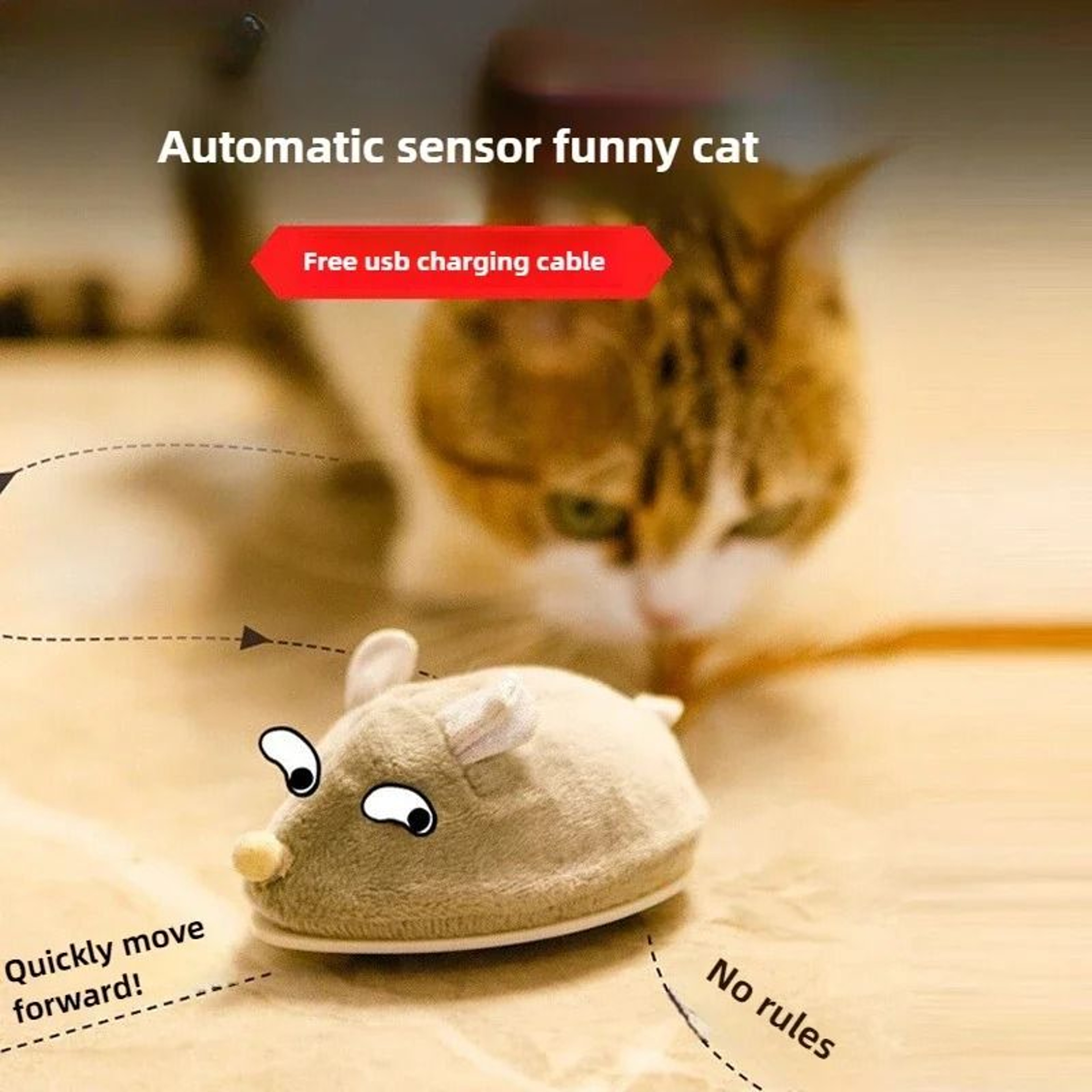 Intelligent Electric Mouse Interactive Squeaky Cat Toy 2
