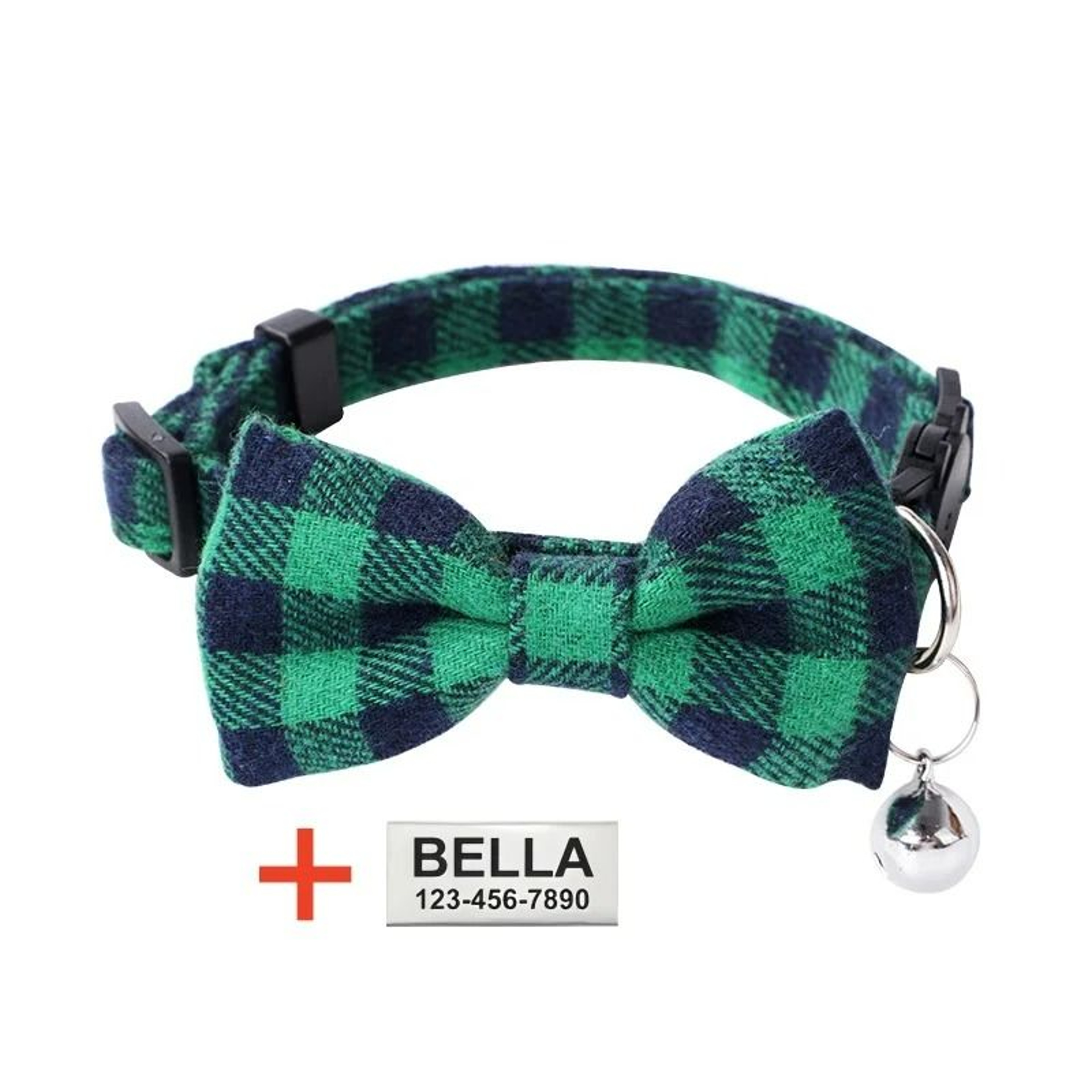 Personalized Plaid Breakaway Safety Cat Collar 9