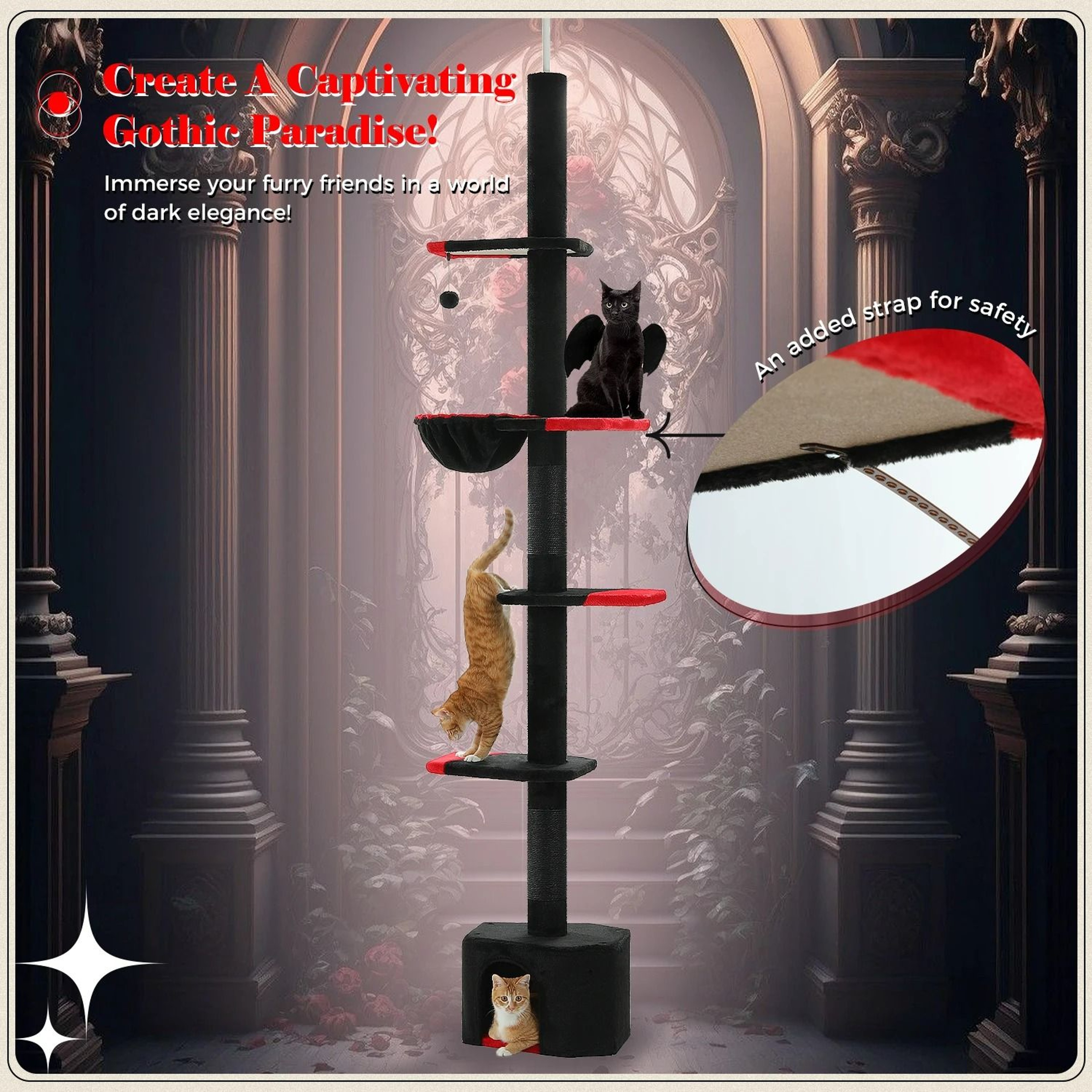 Adjustable FloortoCeiling Indoor Cat Tower 3