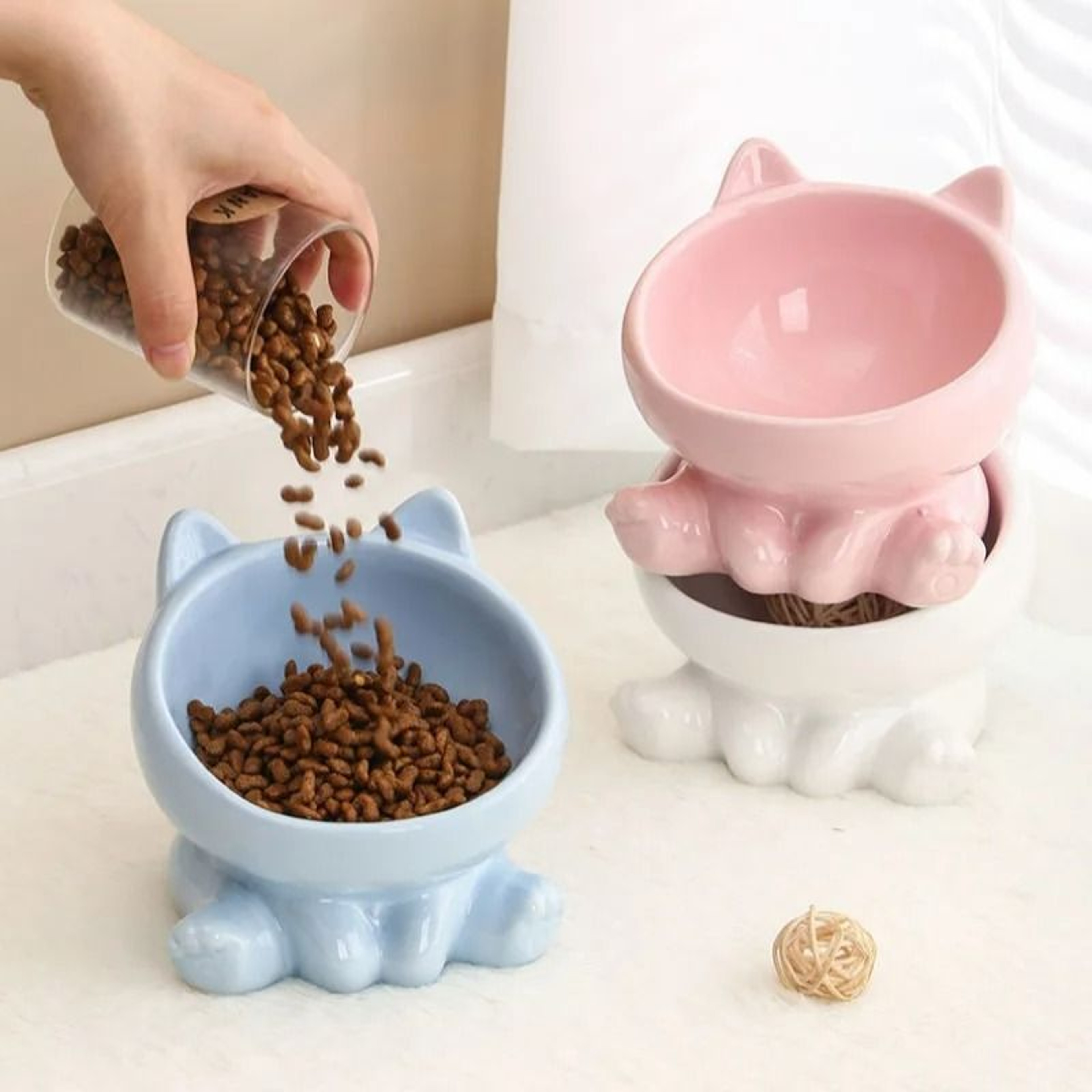 Ergonomic Diagonal Ceramic Pet Bowl 5