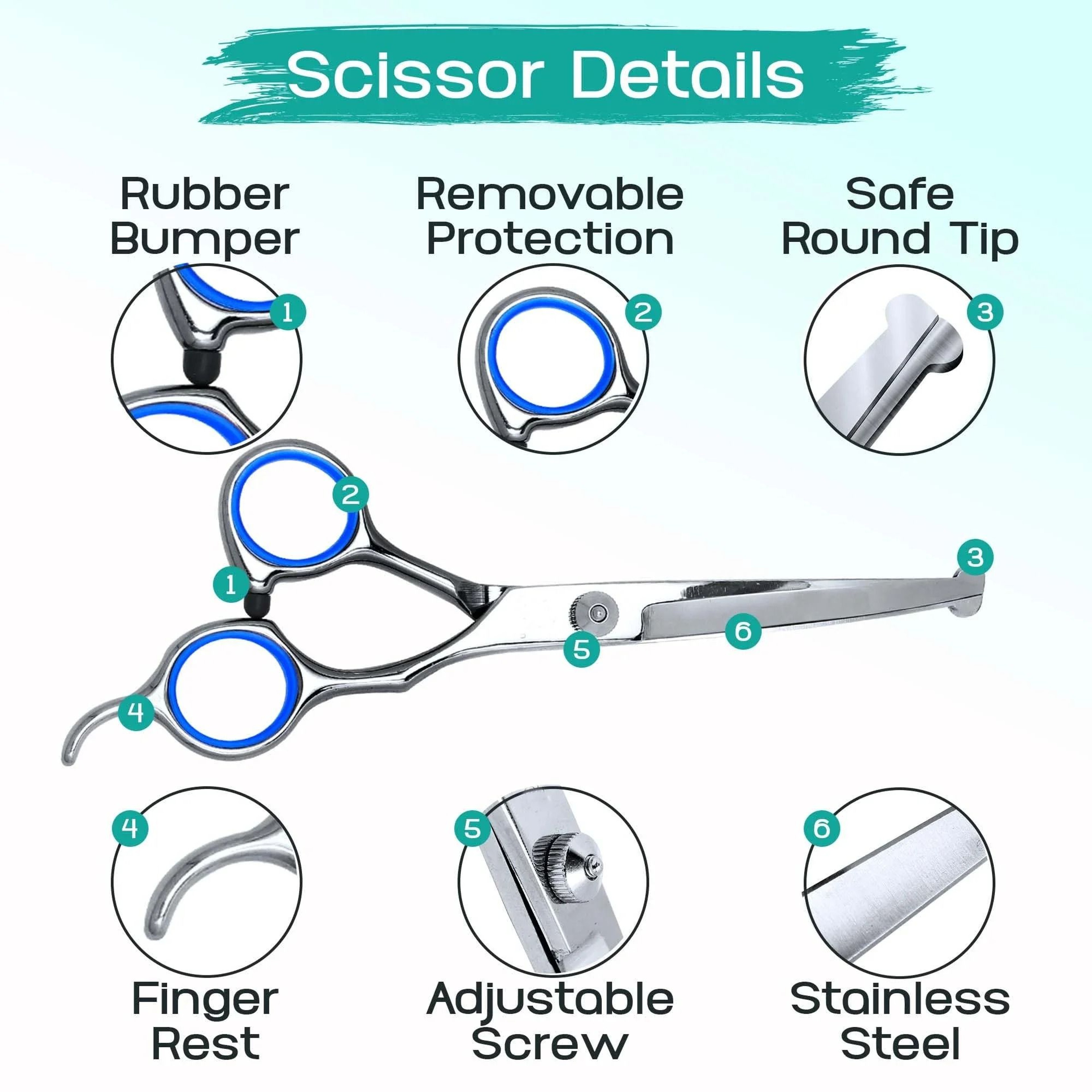 5in1 Professional Safety Tip Pet Grooming Scissors Set 2