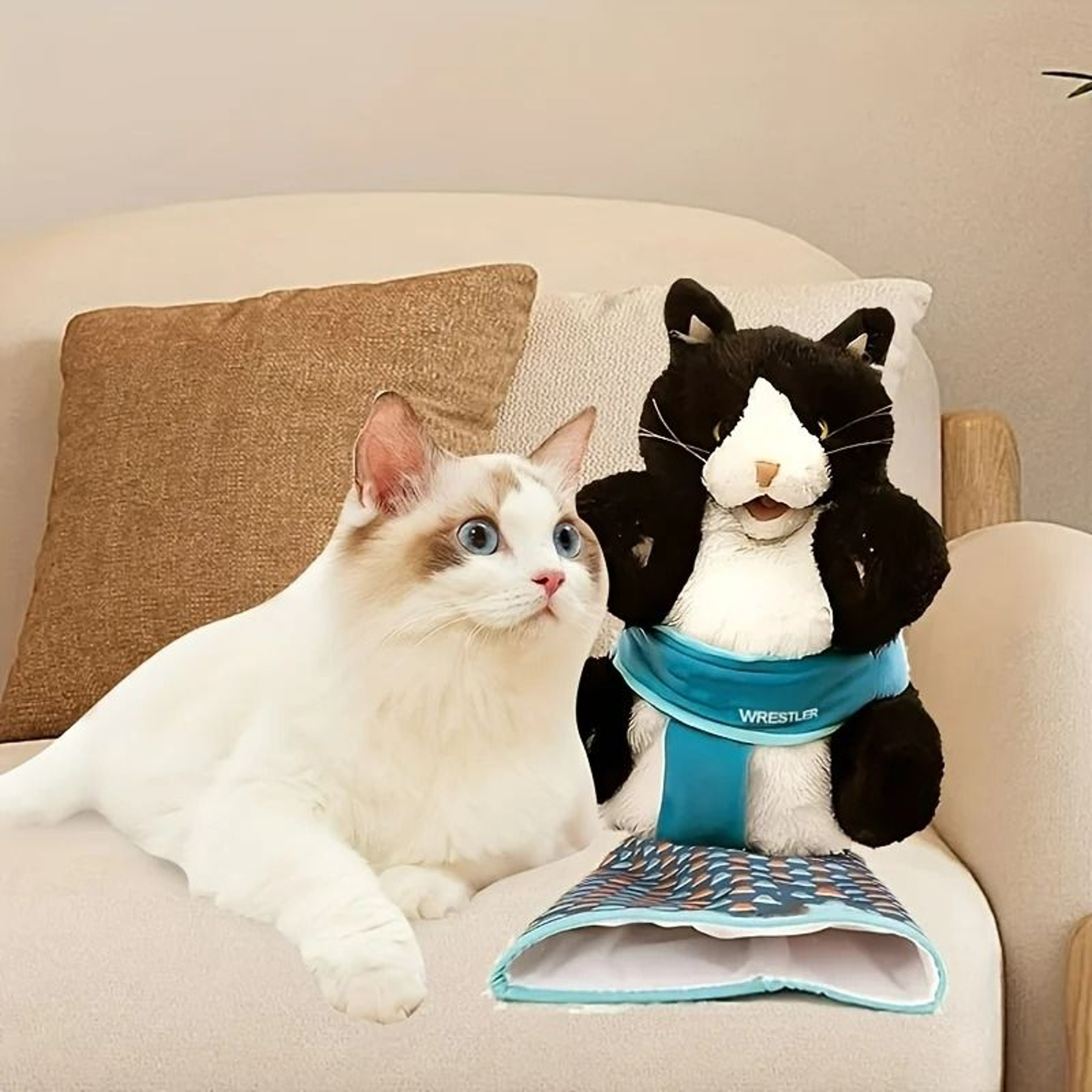 Interactive Cat Wrestling Puppet With Poseable Limbs 1